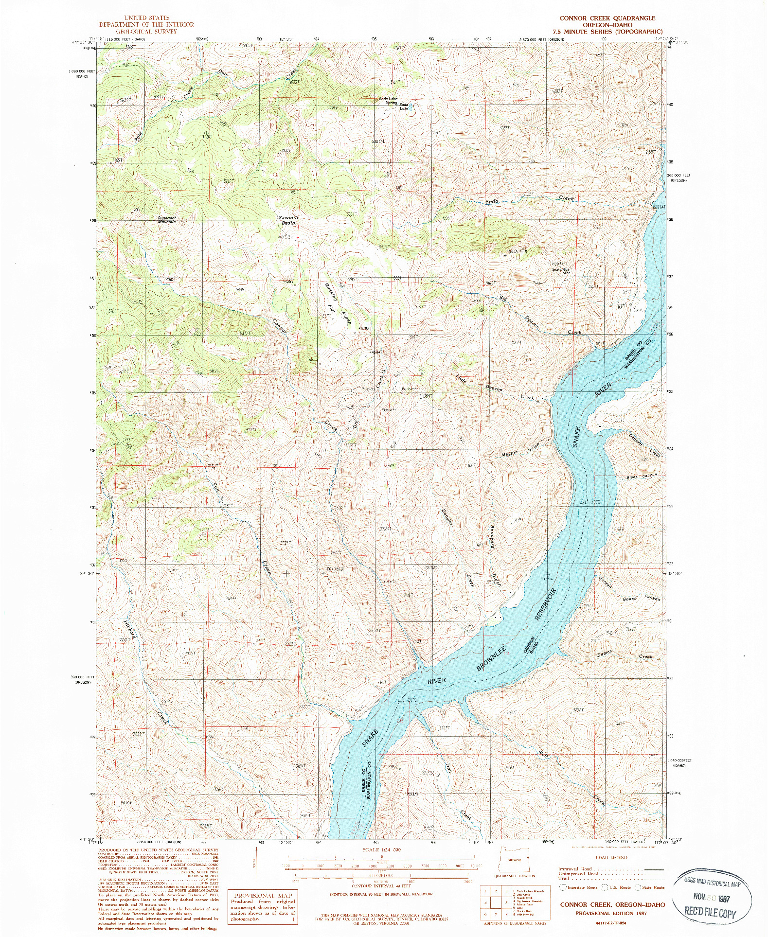 USGS 1:24000-SCALE QUADRANGLE FOR CONNOR CREEK, OR 1987