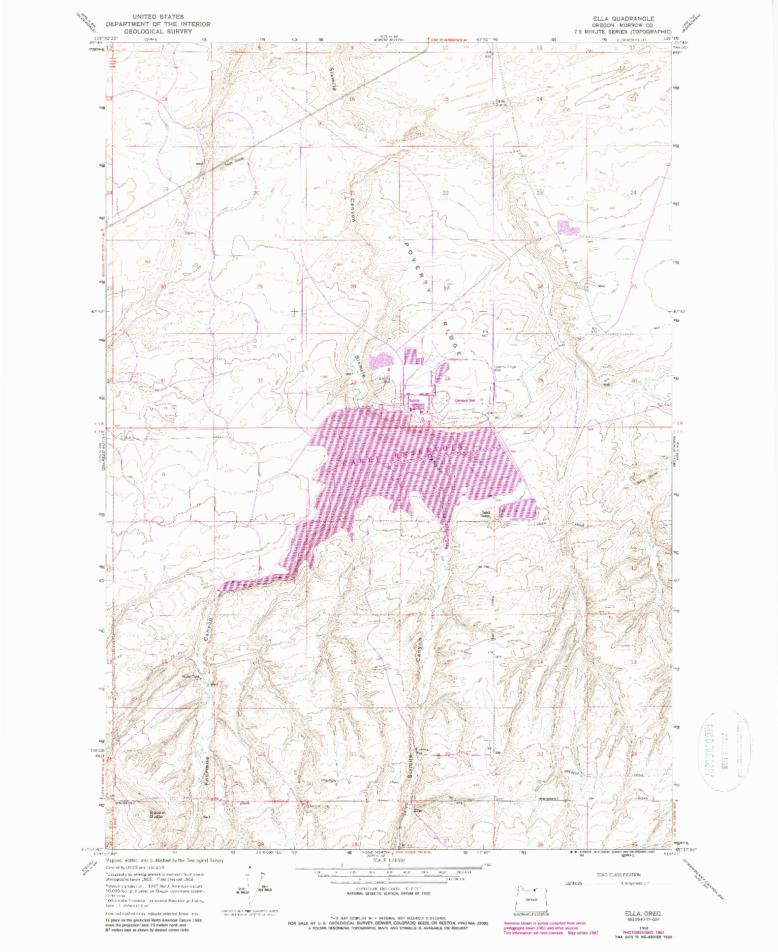 USGS 1:24000-SCALE QUADRANGLE FOR ELLA, OR 1968