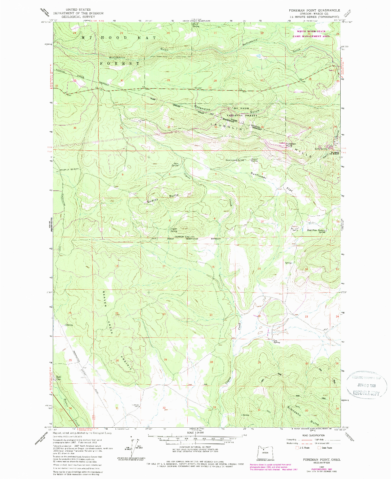 USGS 1:24000-SCALE QUADRANGLE FOR FOREMAN POINT, OR 1962