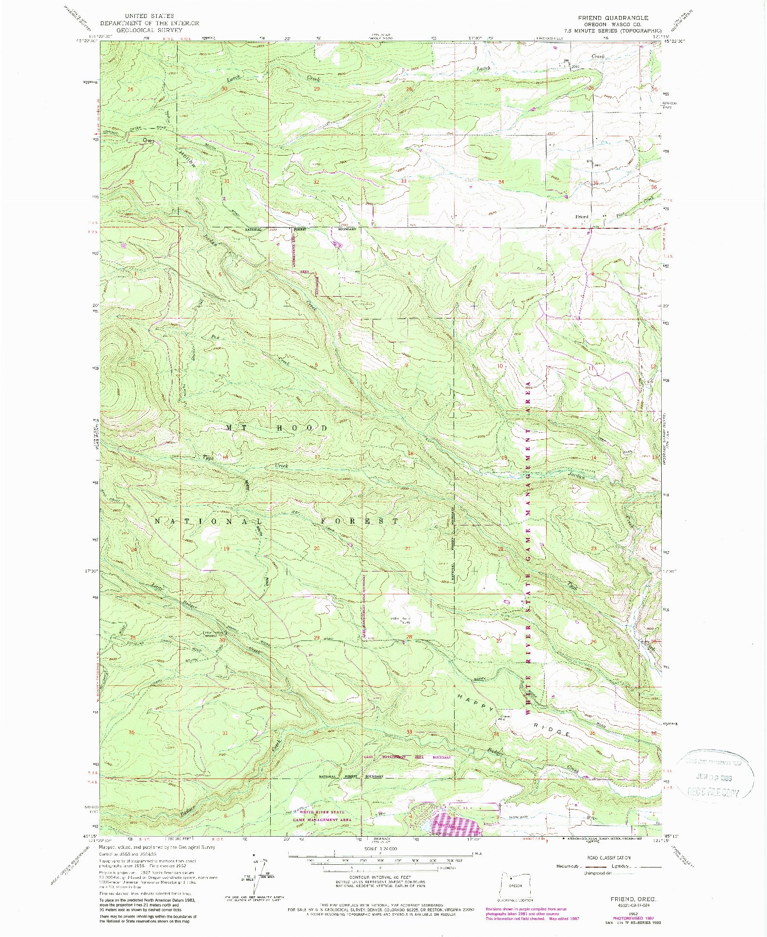 USGS 1:24000-SCALE QUADRANGLE FOR FRIEND, OR 1962