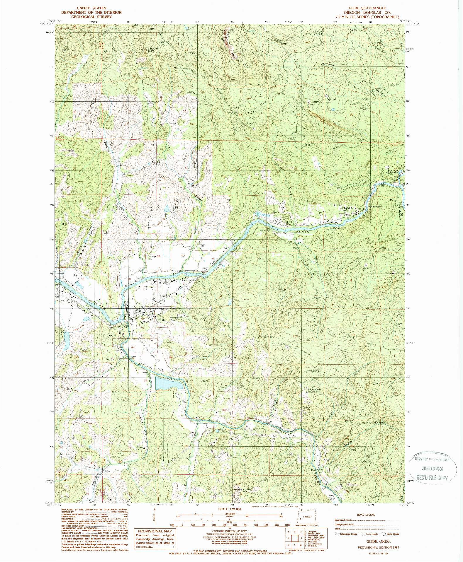 USGS 1:24000-SCALE QUADRANGLE FOR GLIDE, OR 1987