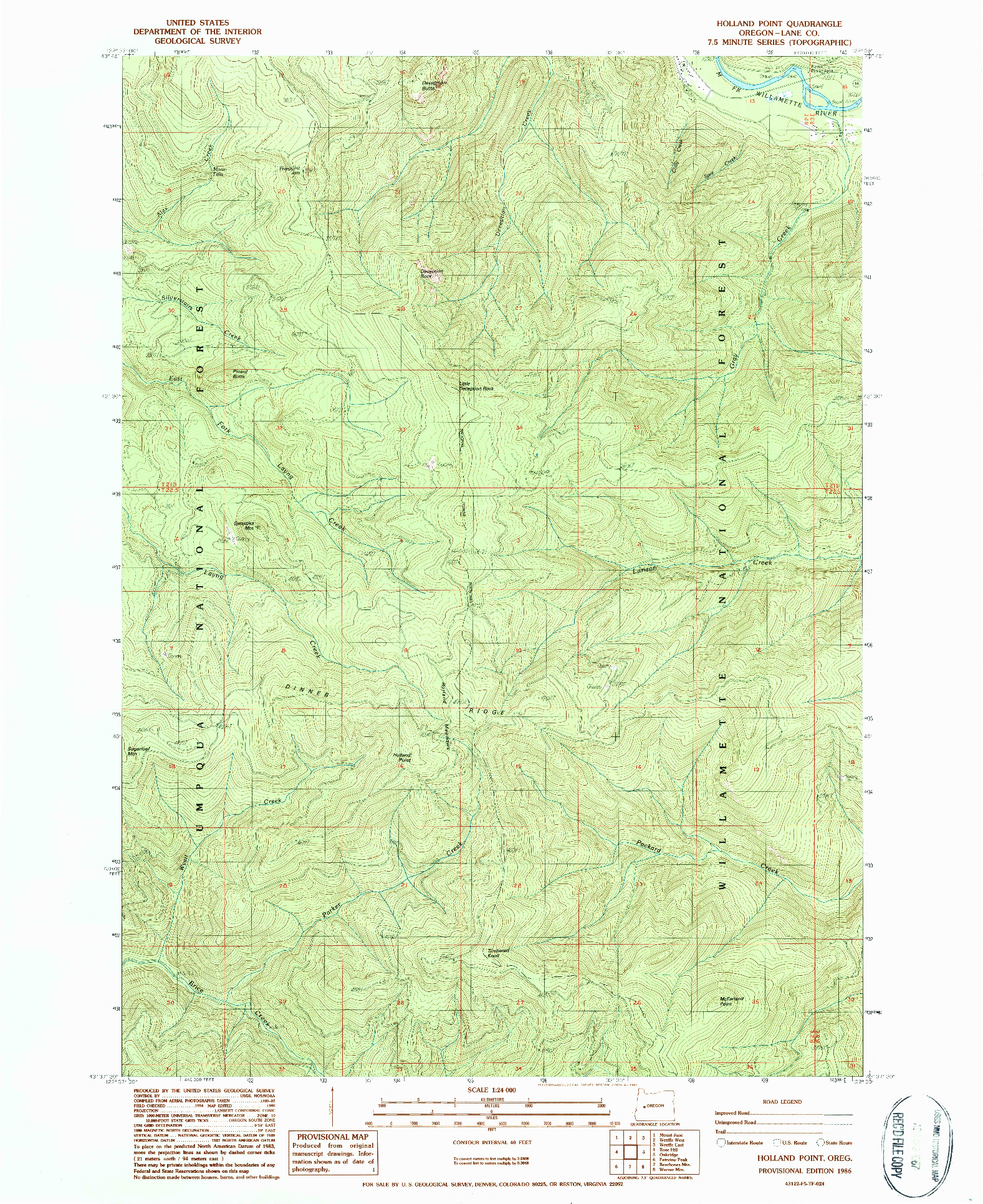 USGS 1:24000-SCALE QUADRANGLE FOR HOLLAND POINT, OR 1986