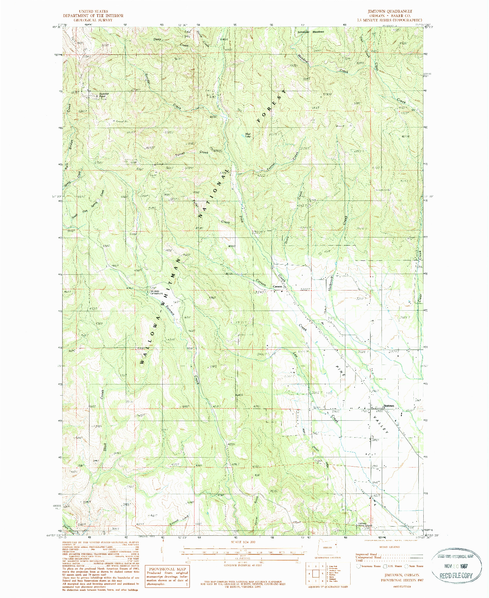 USGS 1:24000-SCALE QUADRANGLE FOR JIMTOWN, OR 1987