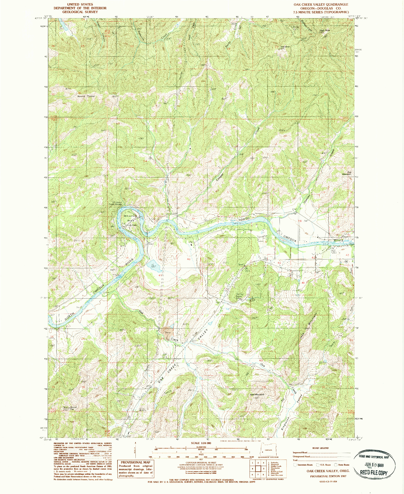 USGS 1:24000-SCALE QUADRANGLE FOR OAK CREEK VALLEY, OR 1987