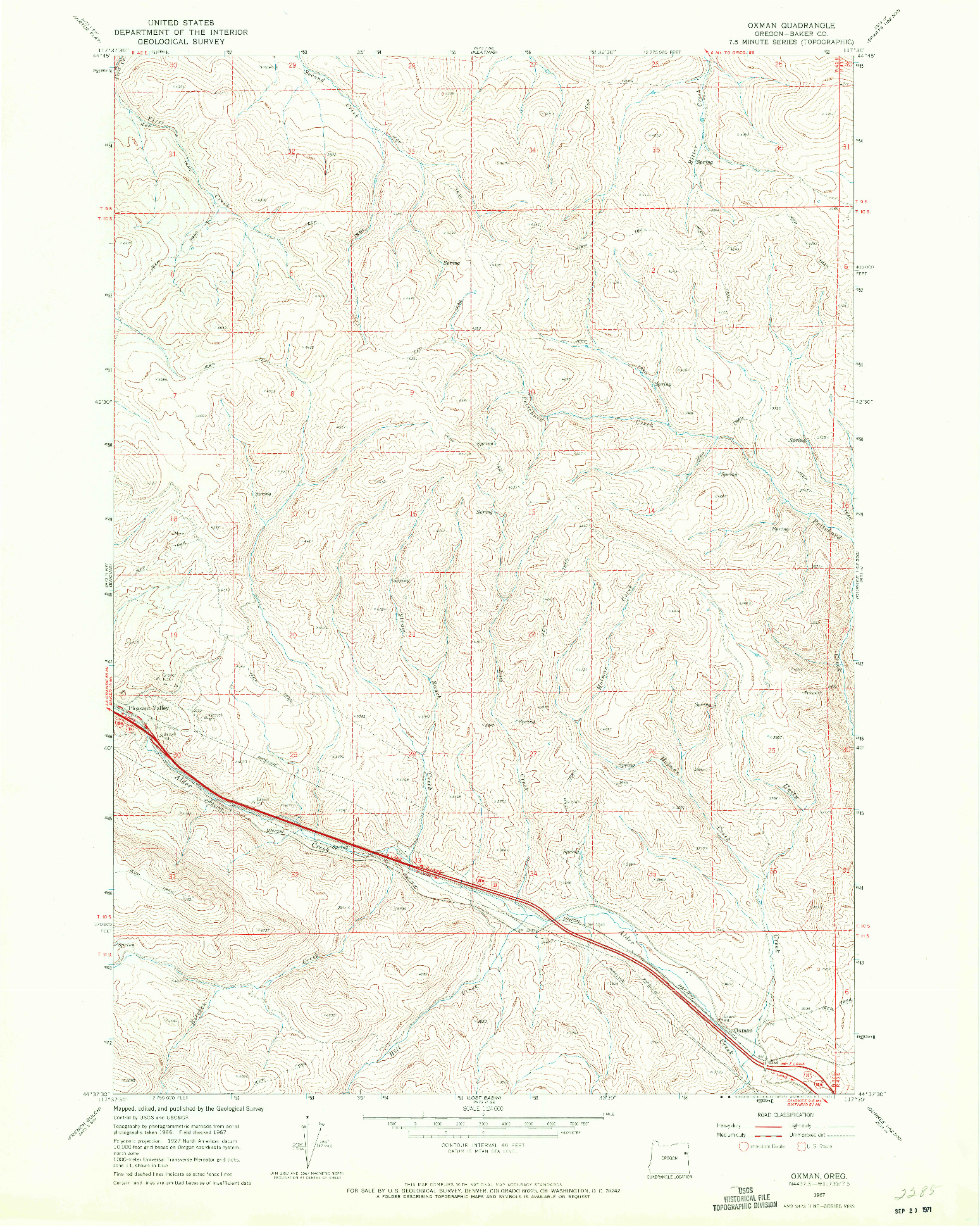 USGS 1:24000-SCALE QUADRANGLE FOR OXMAN, OR 1987