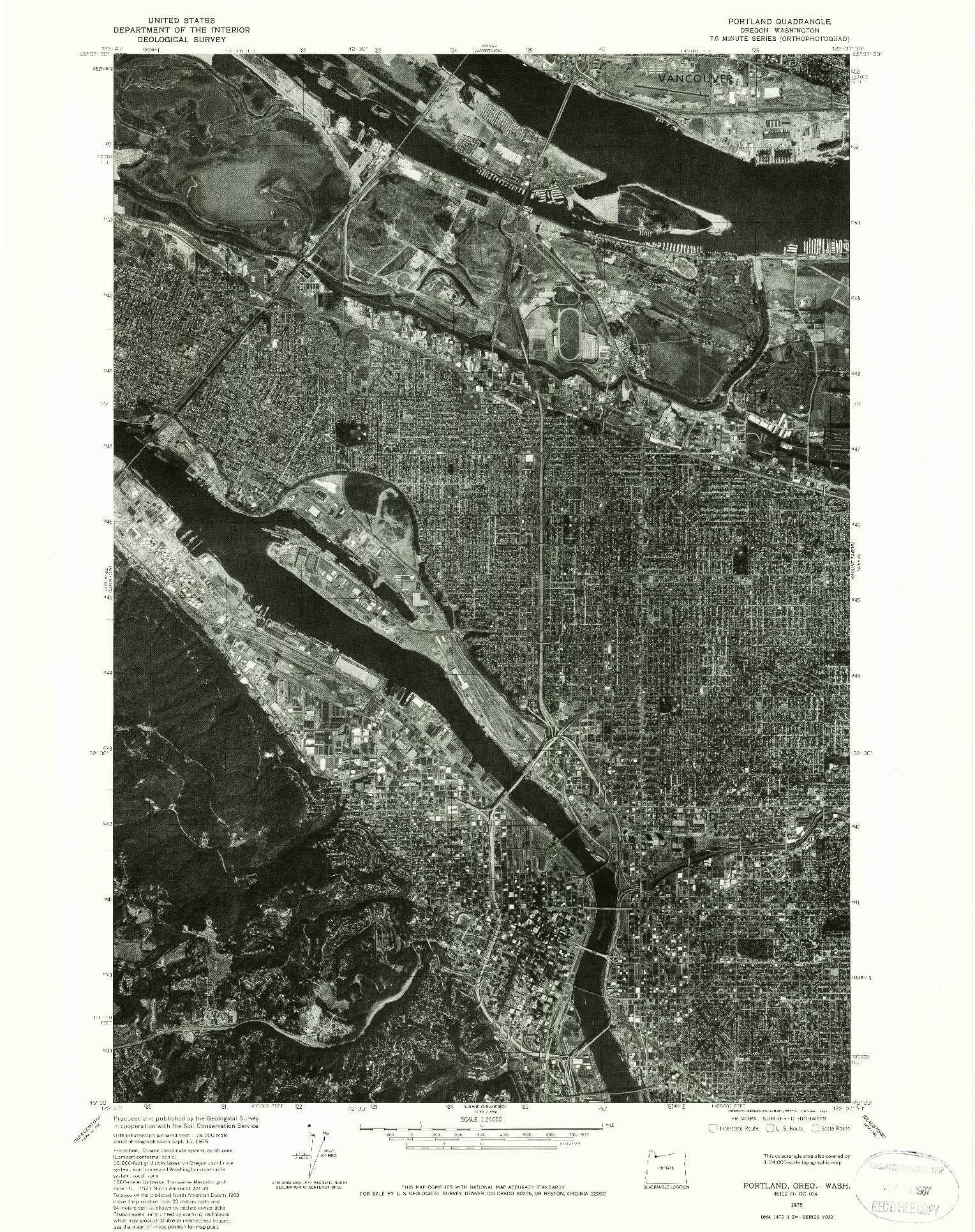 USGS 1:24000-SCALE QUADRANGLE FOR PORTLAND, OR 1975