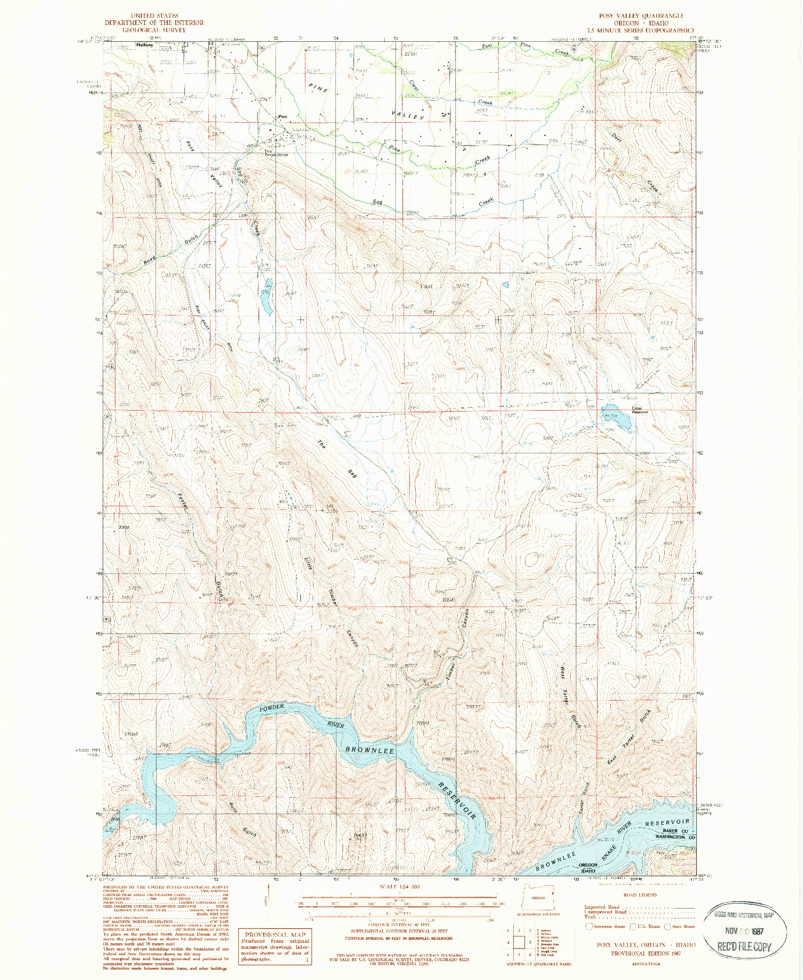 USGS 1:24000-SCALE QUADRANGLE FOR POSY VALLEY, OR 1987
