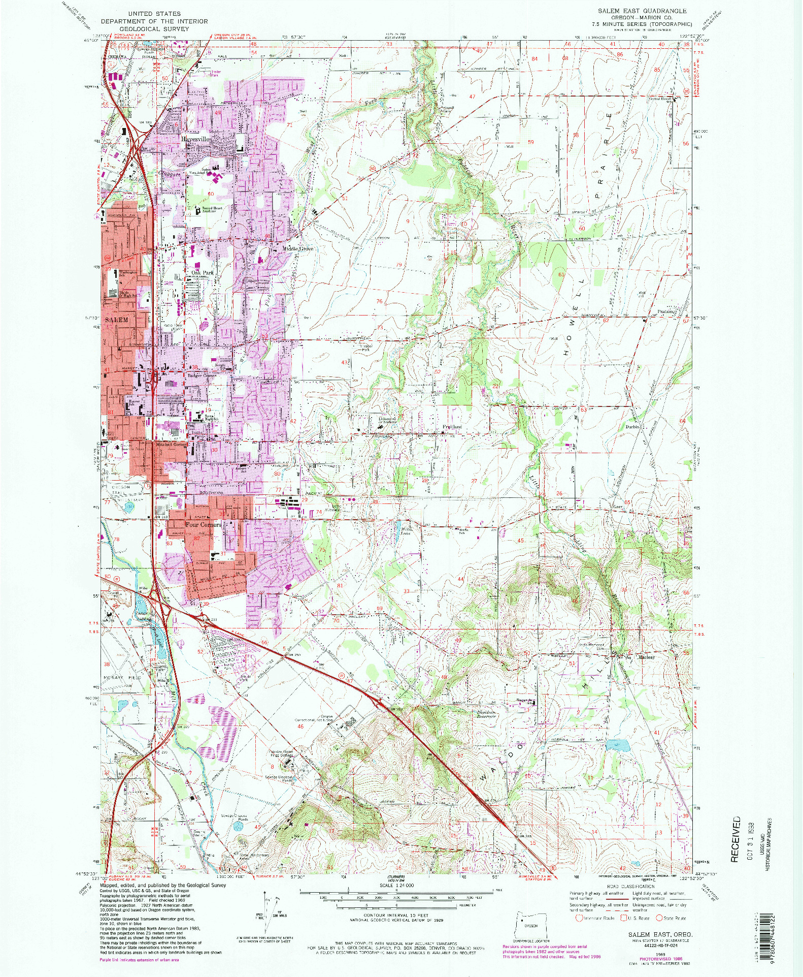 USGS 1:24000-SCALE QUADRANGLE FOR SALEM EAST, OR 1969