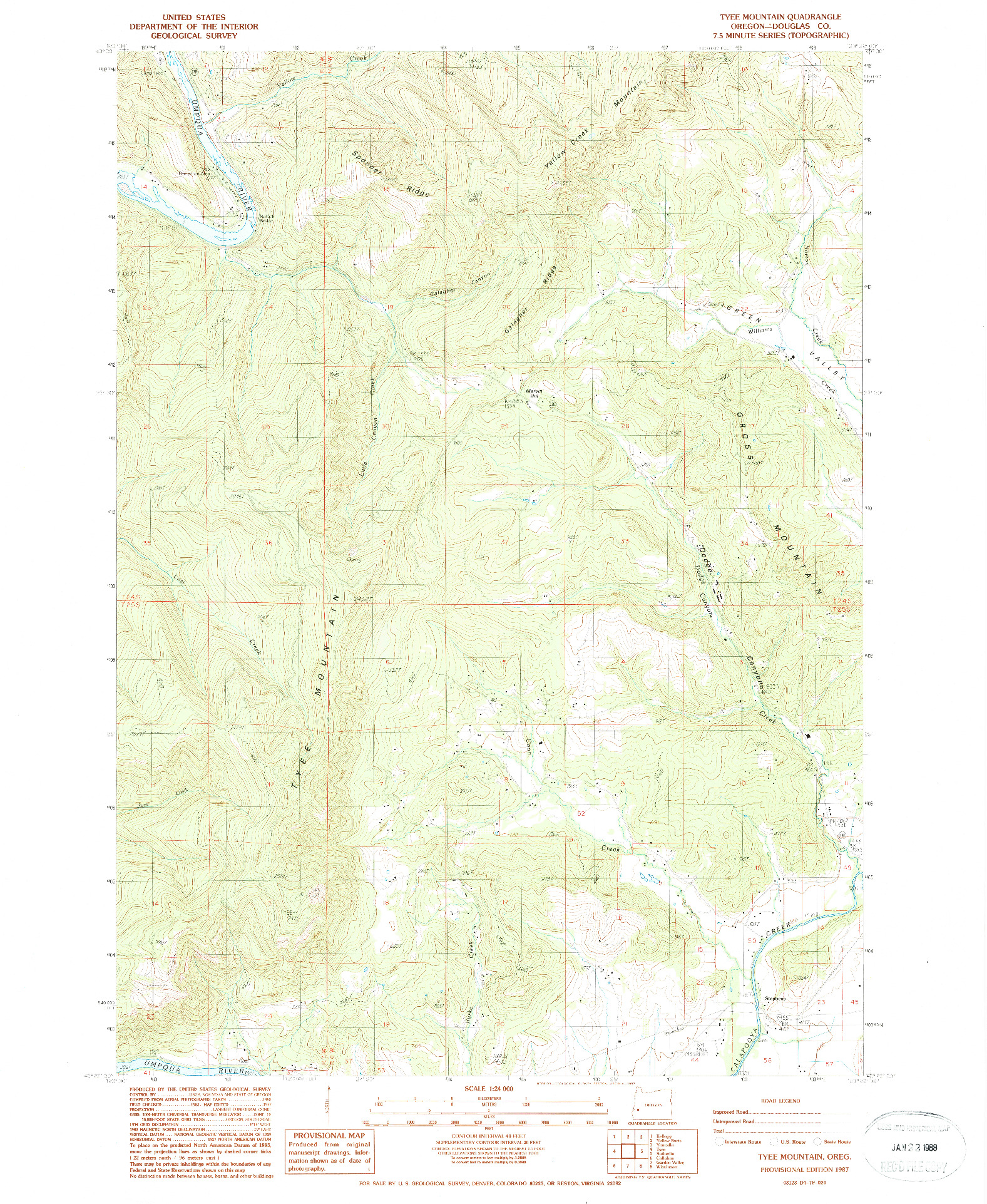 USGS 1:24000-SCALE QUADRANGLE FOR TYEE MOUNTAIN, OR 1987