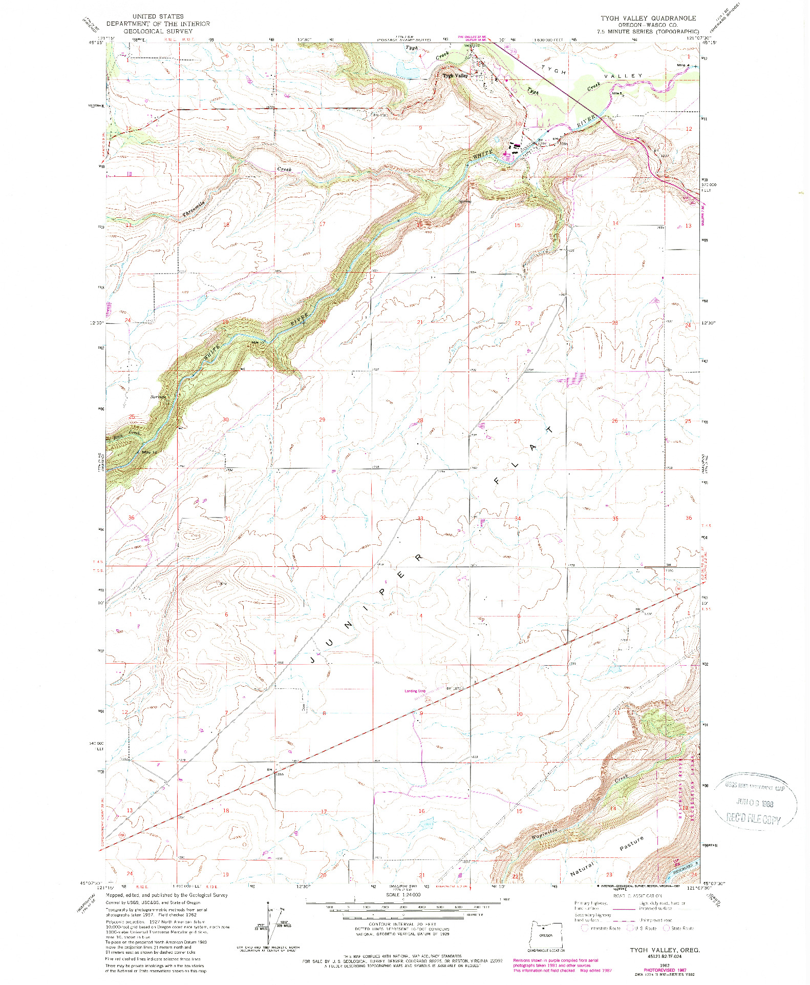 USGS 1:24000-SCALE QUADRANGLE FOR TYGH VALLEY, OR 1962