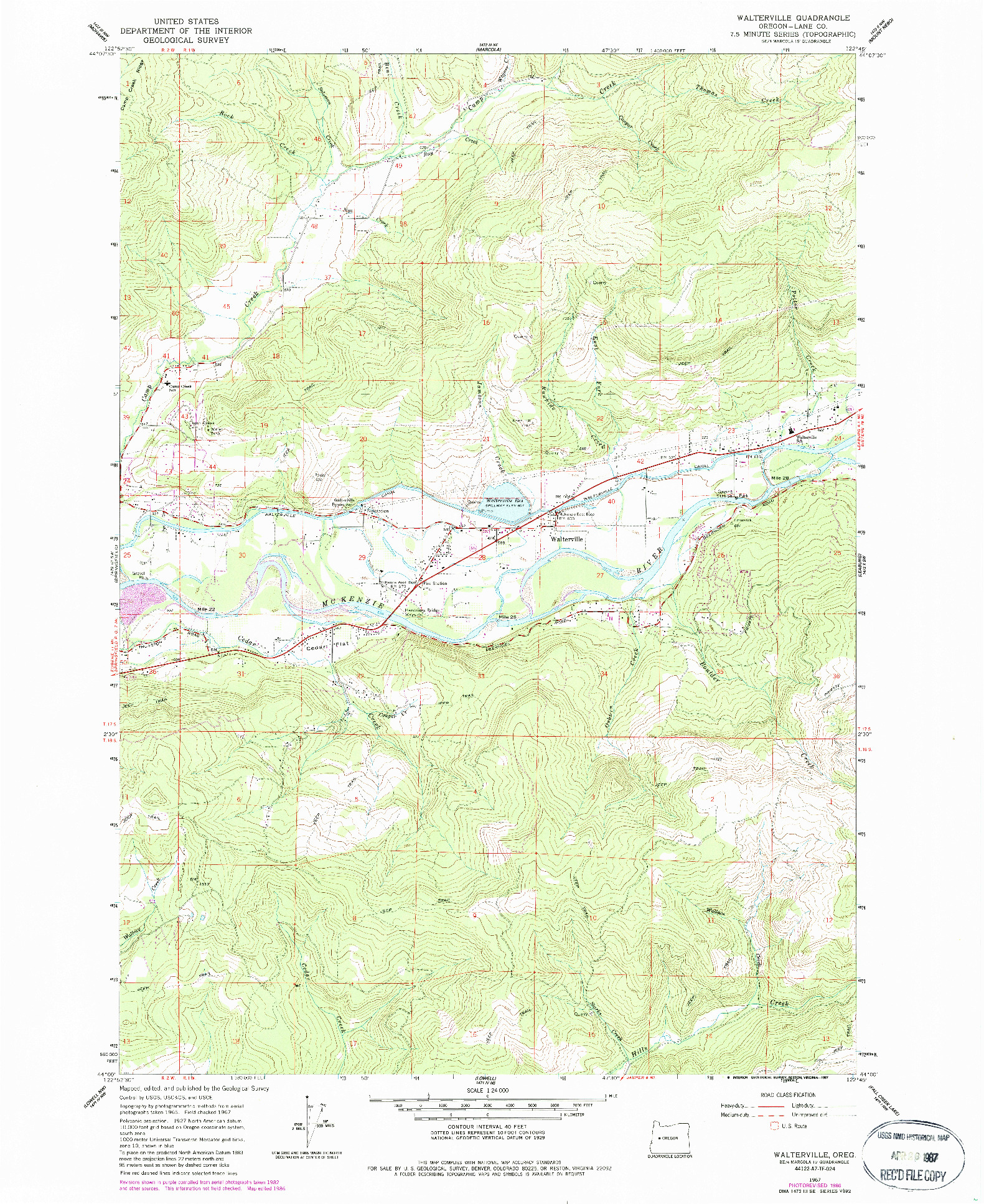 USGS 1:24000-SCALE QUADRANGLE FOR WALTERVILLE, OR 1967
