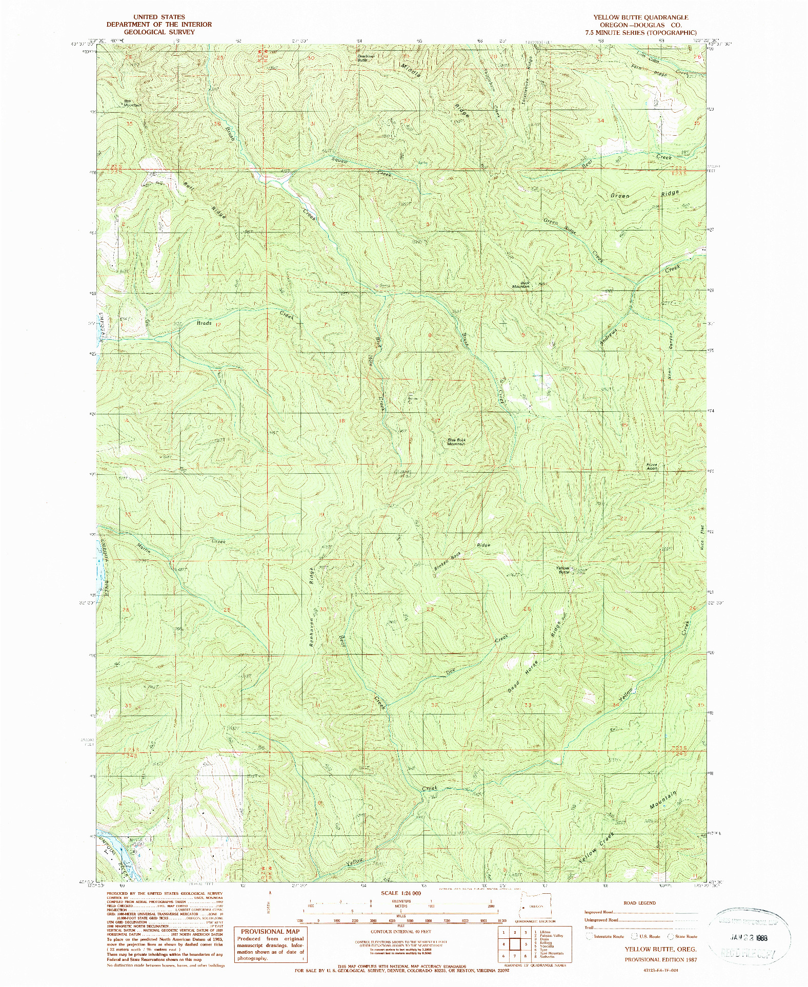 USGS 1:24000-SCALE QUADRANGLE FOR YELLOW BUTTE, OR 1987