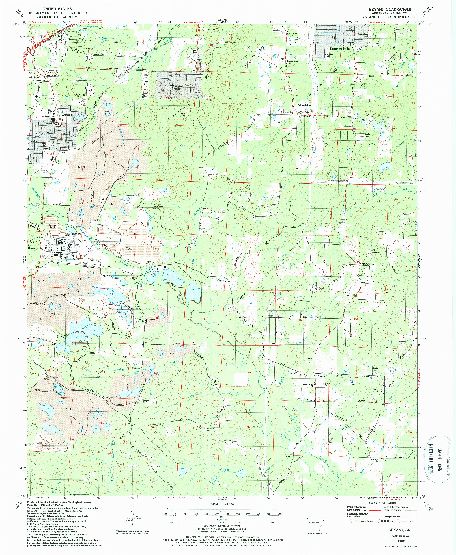 USGS 1:24000-SCALE QUADRANGLE FOR BRYANT, AR 1987