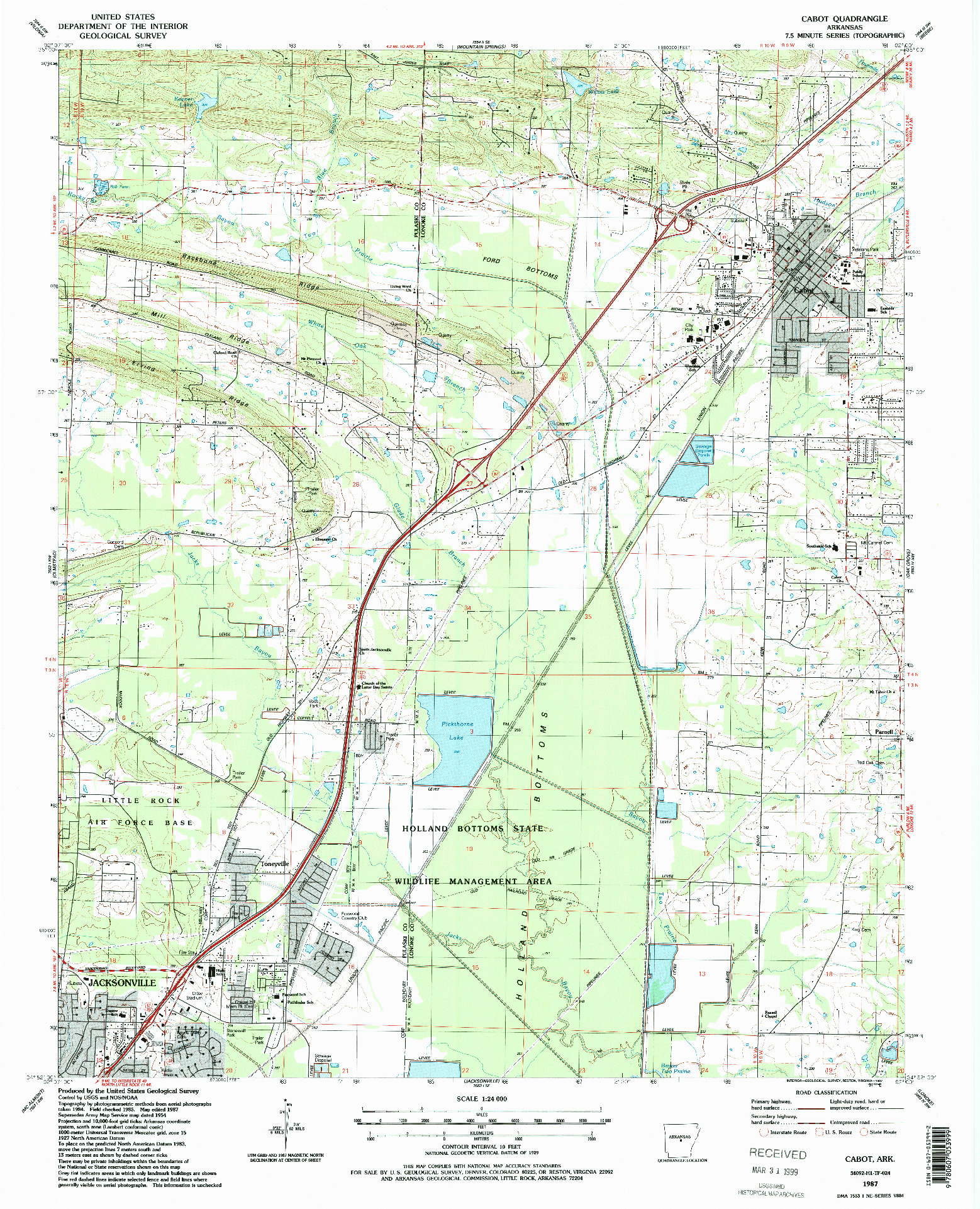 USGS 1:24000-SCALE QUADRANGLE FOR CABOT, AR 1987