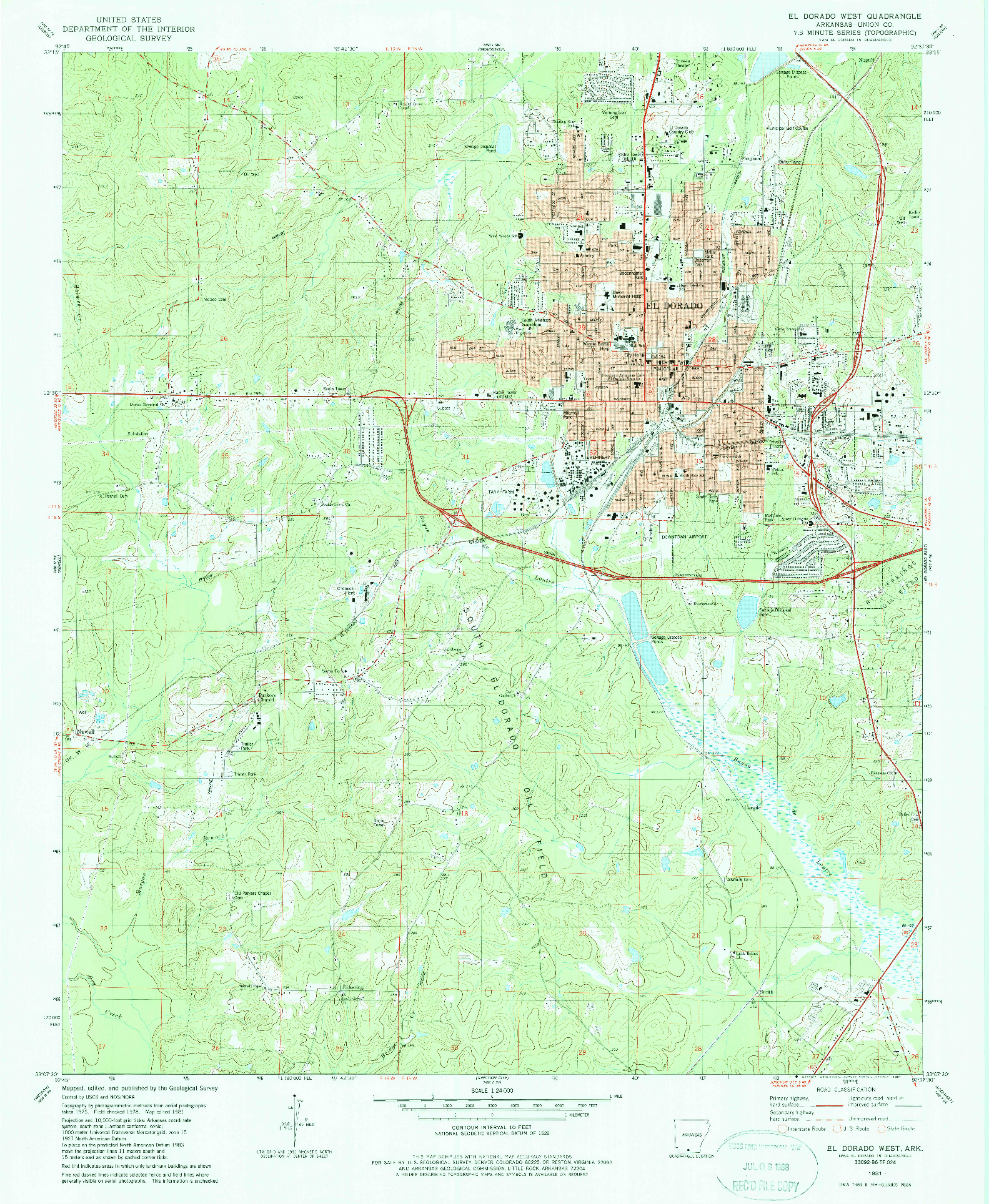 USGS 1:24000-SCALE QUADRANGLE FOR EL DORADO WEST, AR 1981