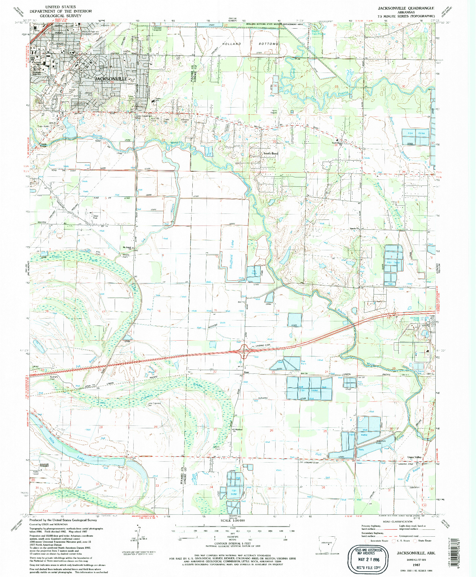 USGS 1:24000-SCALE QUADRANGLE FOR JACKSONVILLE, AR 1987
