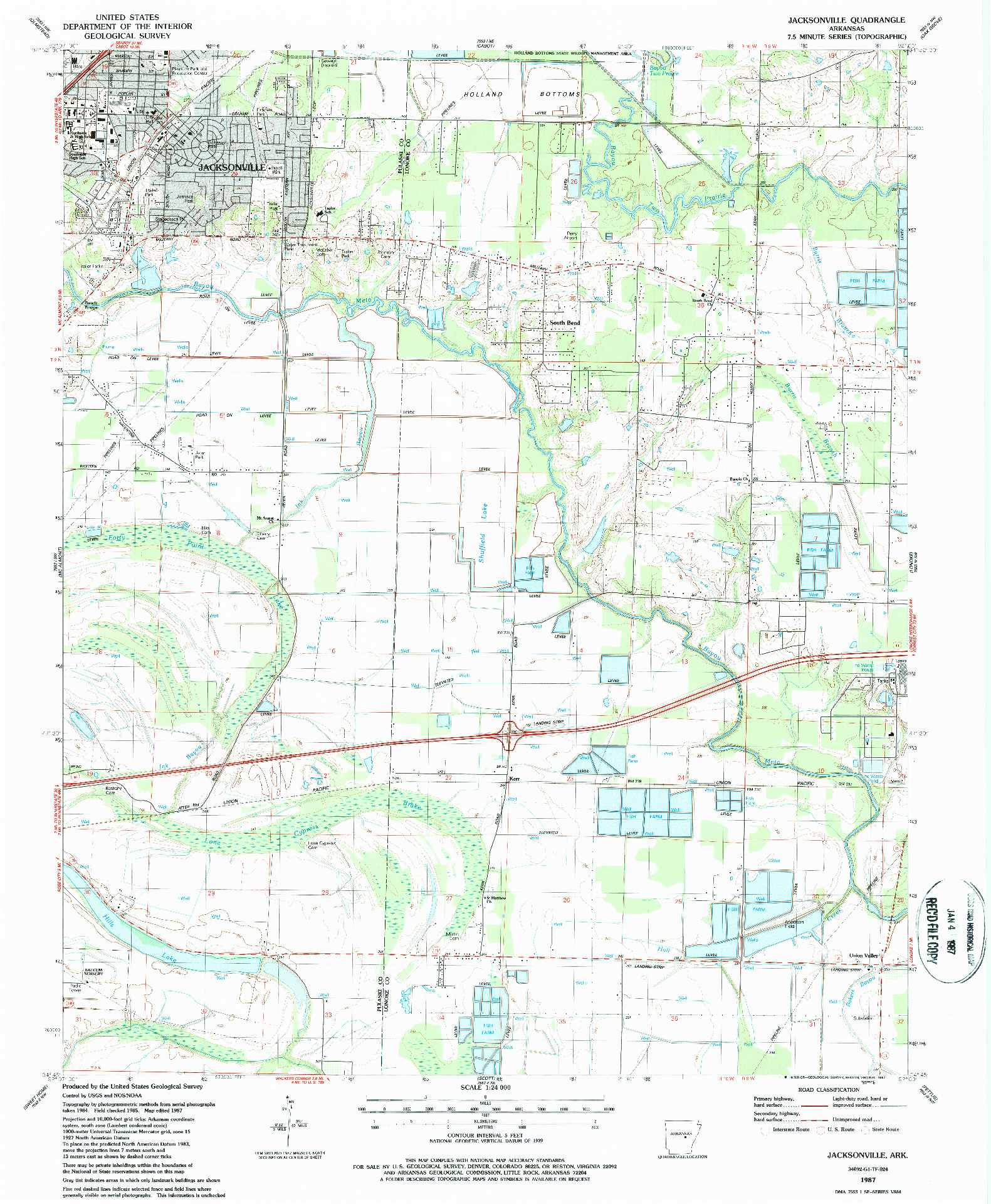 USGS 1:24000-SCALE QUADRANGLE FOR JACKSONVILLE, AR 1987