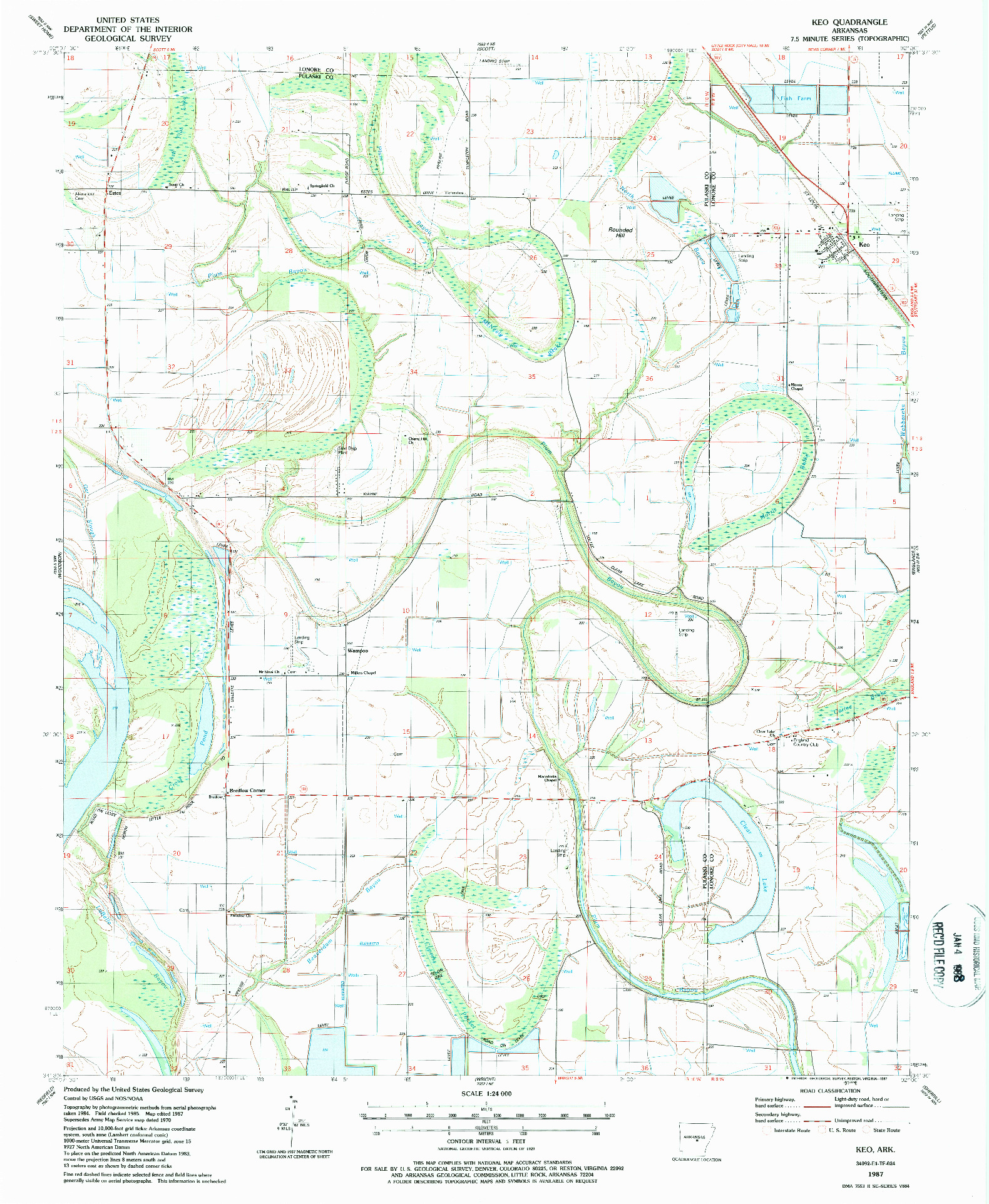 USGS 1:24000-SCALE QUADRANGLE FOR KEO, AR 1987
