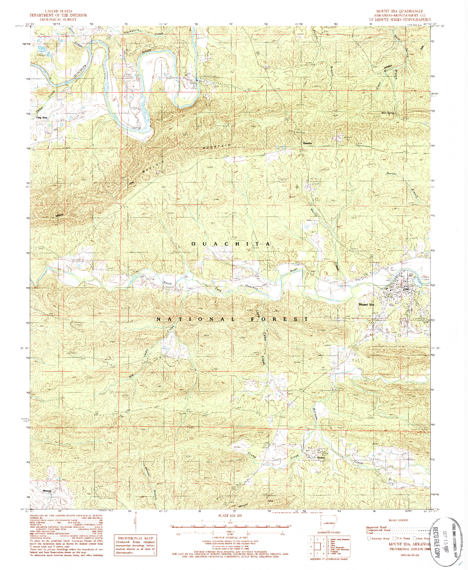 USGS 1:24000-SCALE QUADRANGLE FOR MOUNT IDA, AR 1986