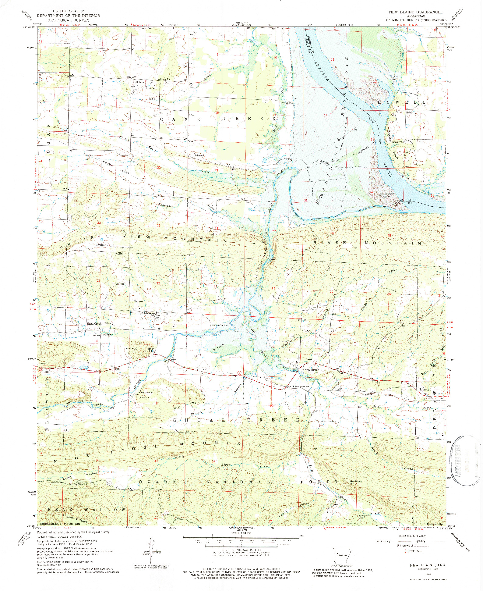 USGS 1:24000-SCALE QUADRANGLE FOR NEW BLAINE, AR 1962