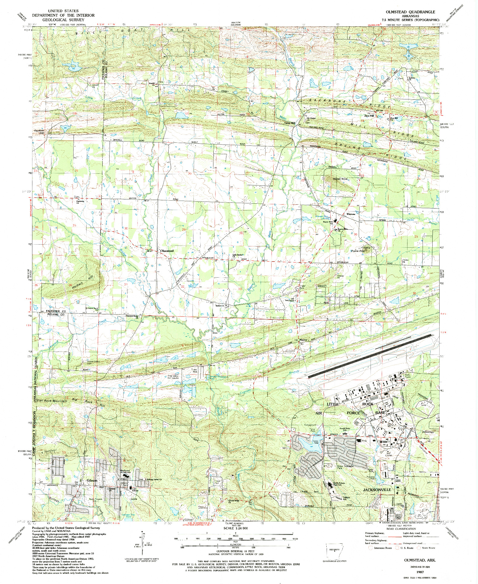 USGS 1:24000-SCALE QUADRANGLE FOR OLMSTEAD, AR 1987