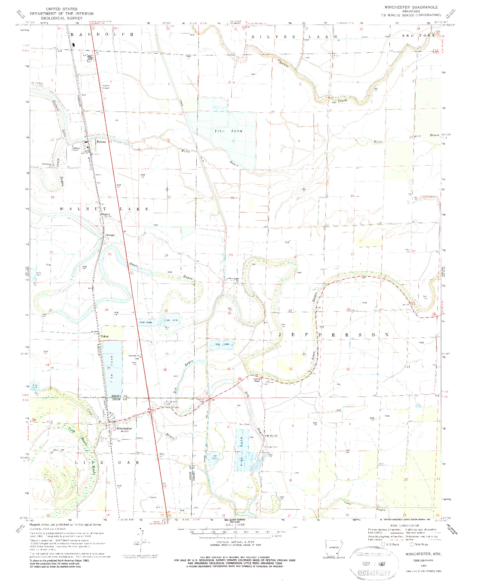 USGS 1:24000-SCALE QUADRANGLE FOR WINCHESTER, AR 1969