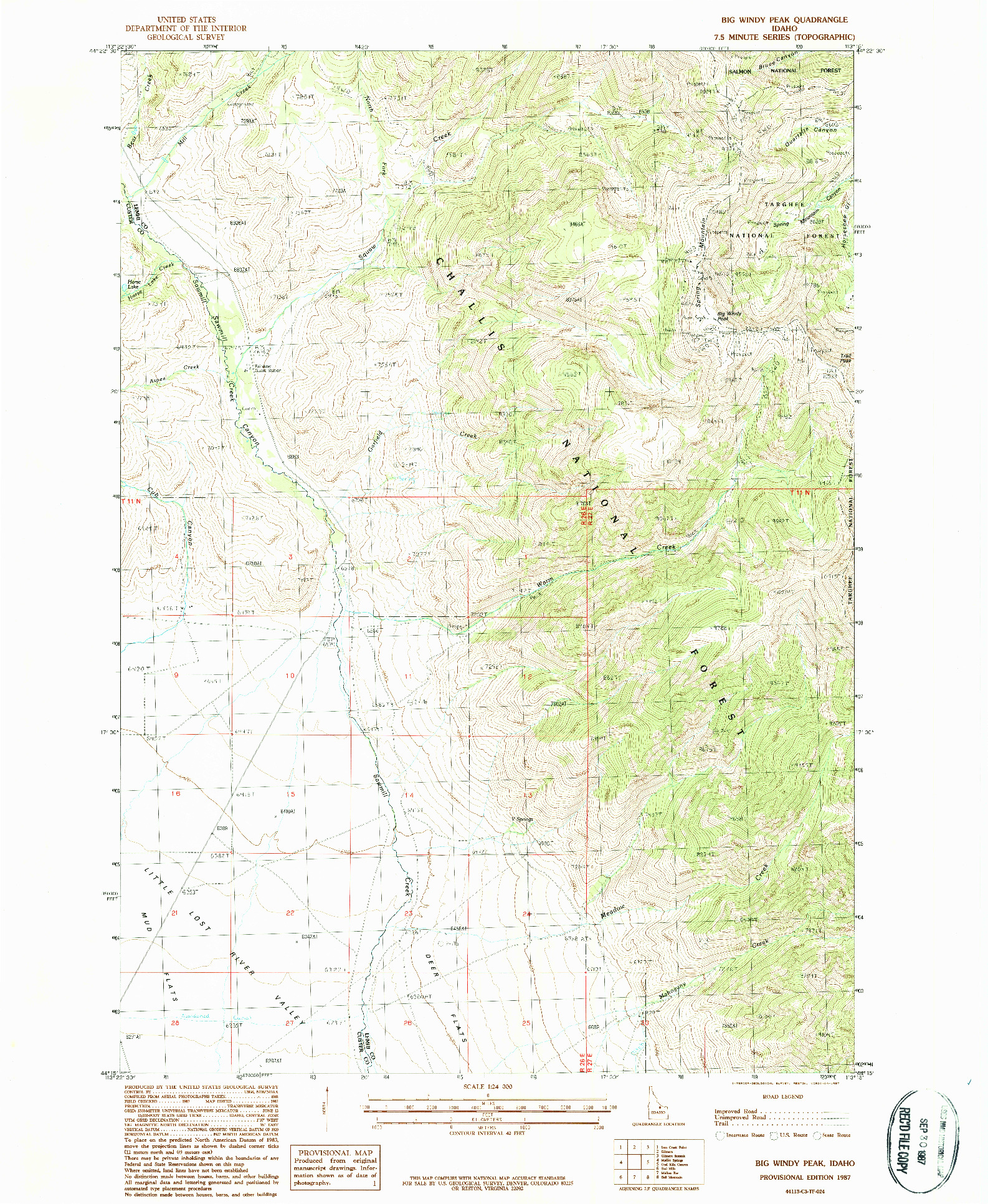 USGS 1:24000-SCALE QUADRANGLE FOR BIG WINDY PEAK, ID 1987