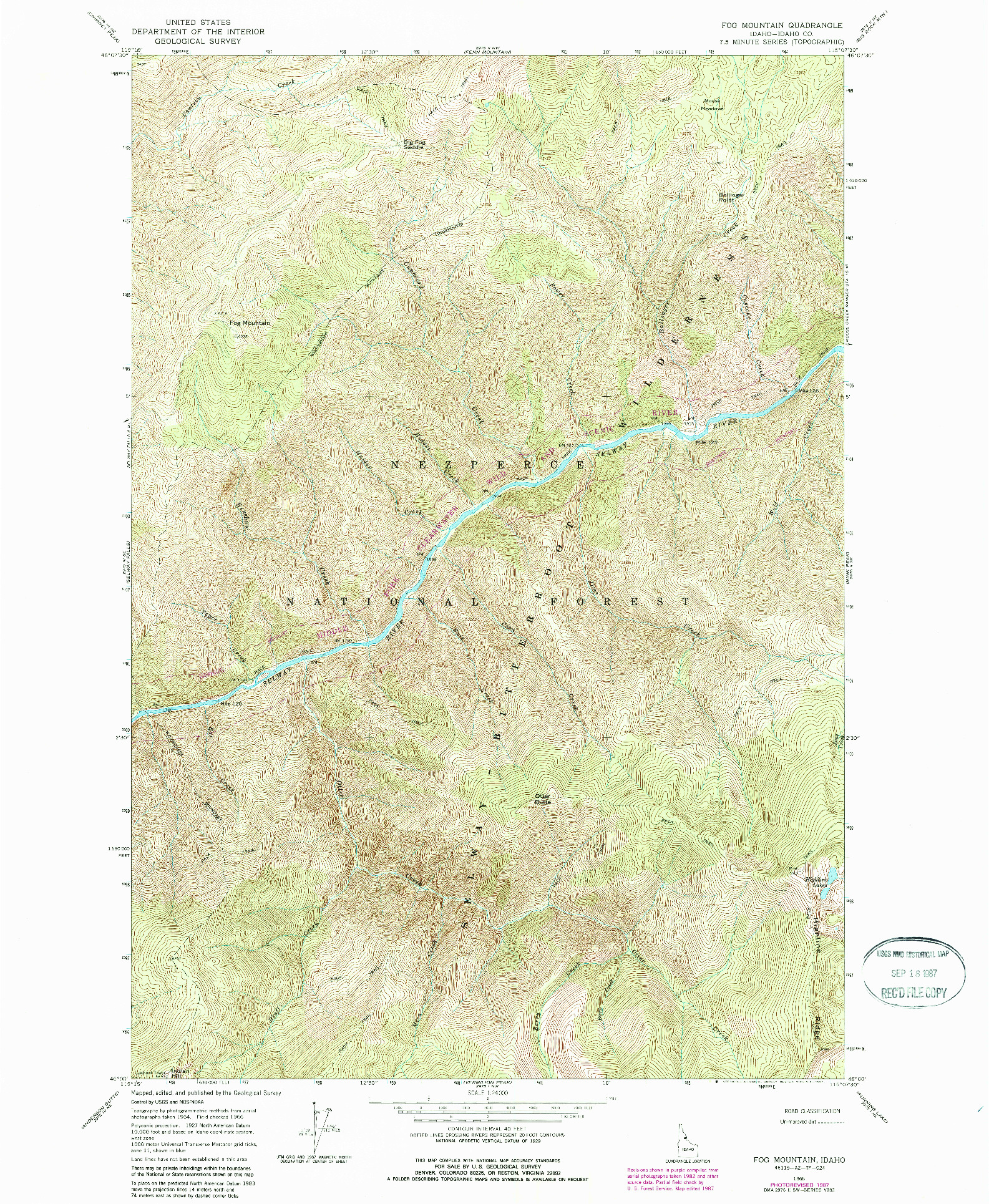 USGS 1:24000-SCALE QUADRANGLE FOR FOG MOUNTAIN, ID 1966