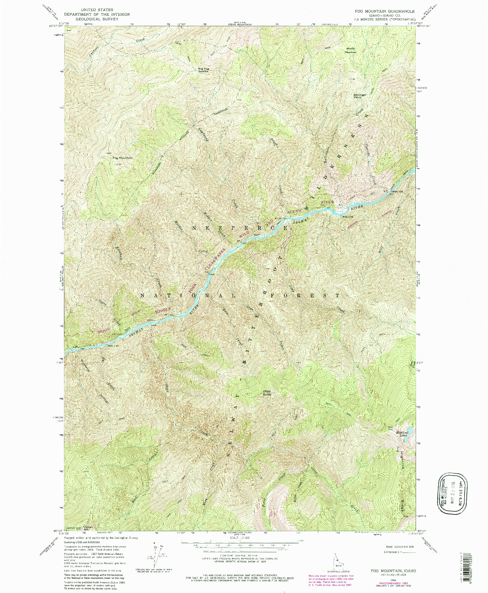 USGS 1:24000-SCALE QUADRANGLE FOR FOG MOUNTAIN, ID 1966