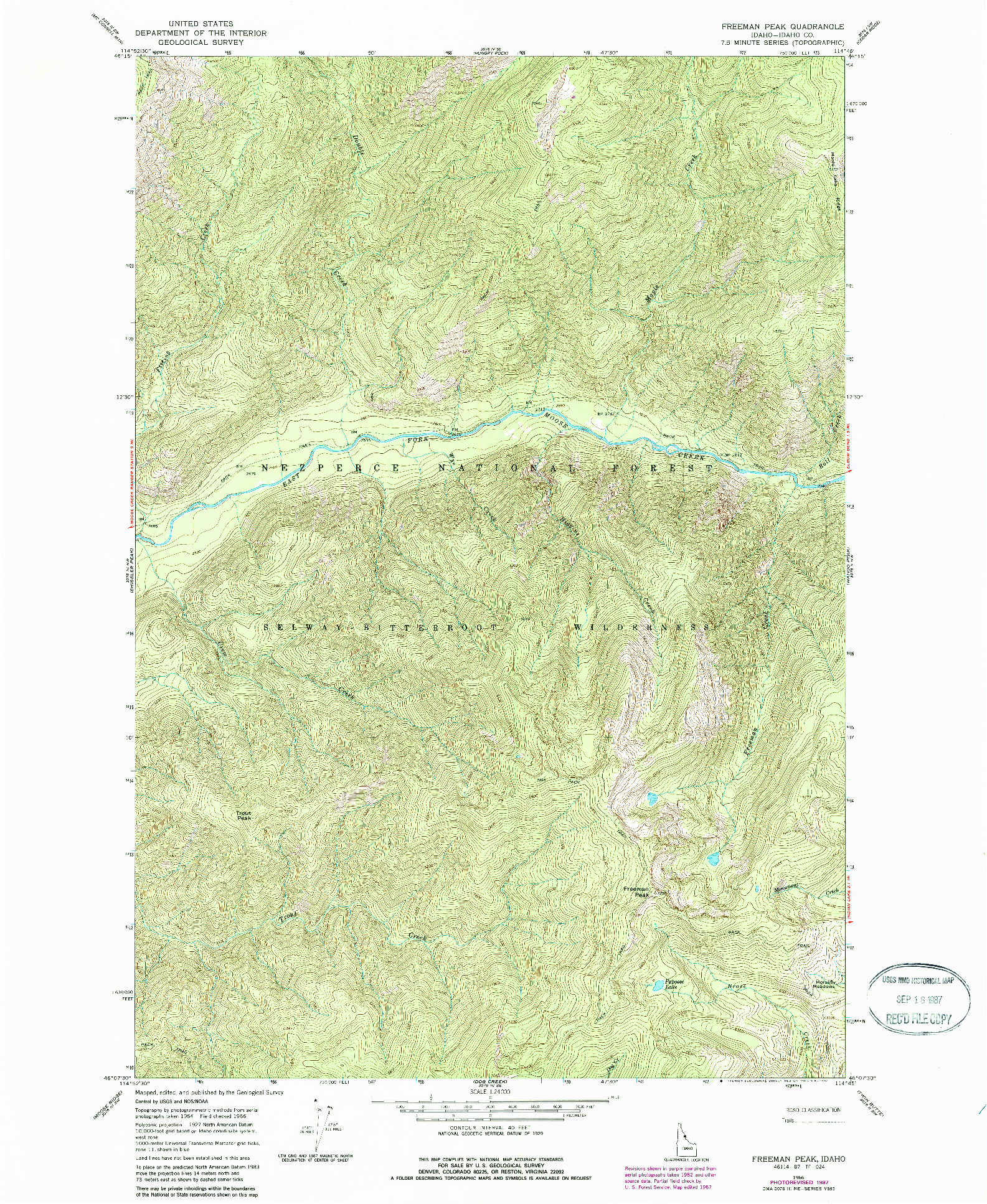 USGS 1:24000-SCALE QUADRANGLE FOR FREEMAN PEAK, ID 1966