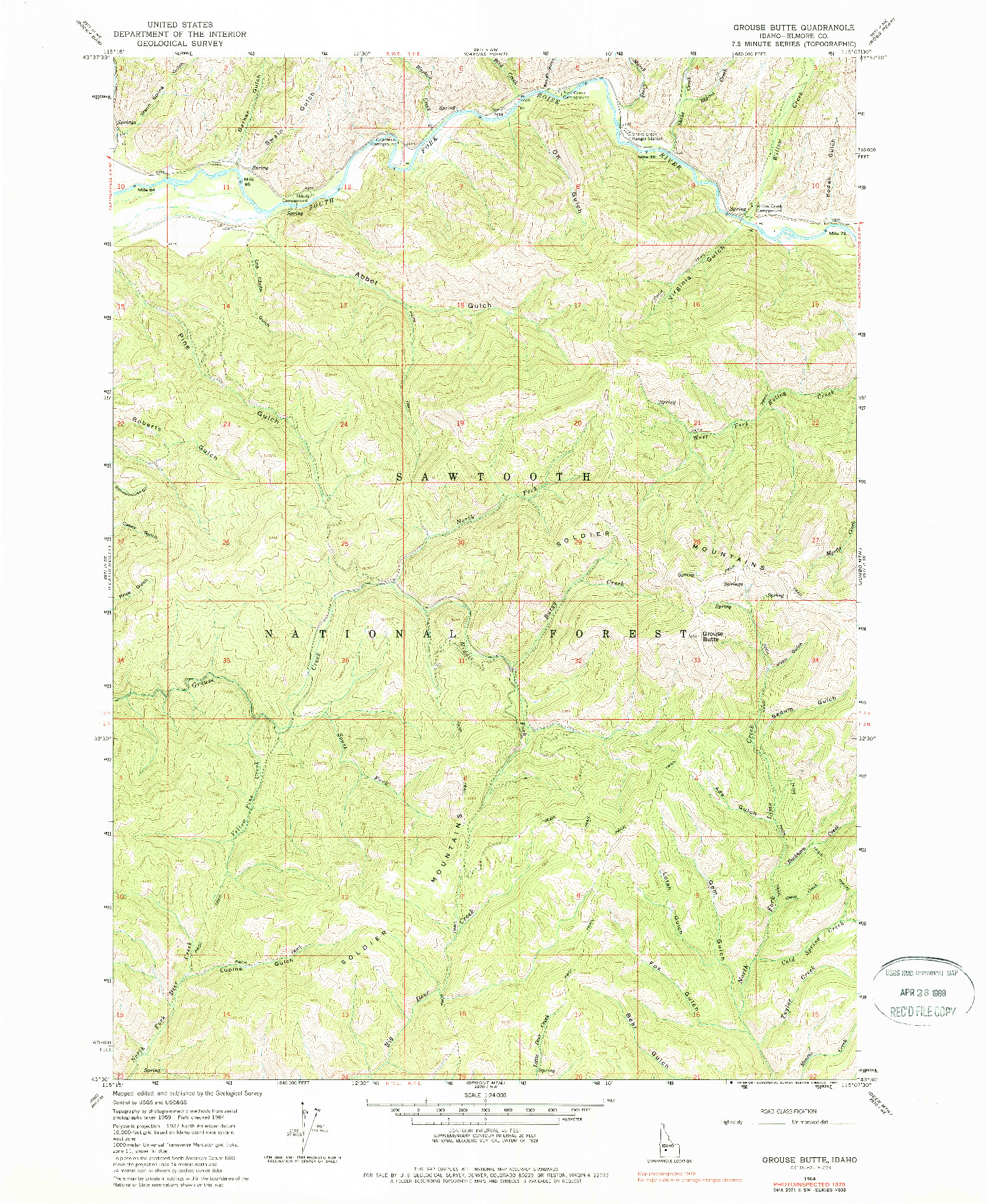 USGS 1:24000-SCALE QUADRANGLE FOR GROUSE BUTTE, ID 1964