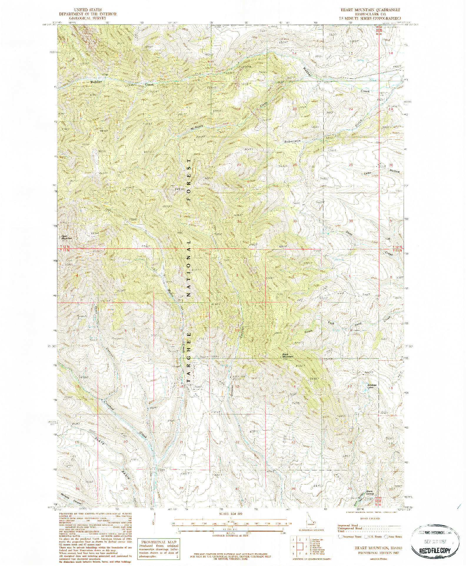 USGS 1:24000-SCALE QUADRANGLE FOR HEART MOUNTAIN, ID 1987