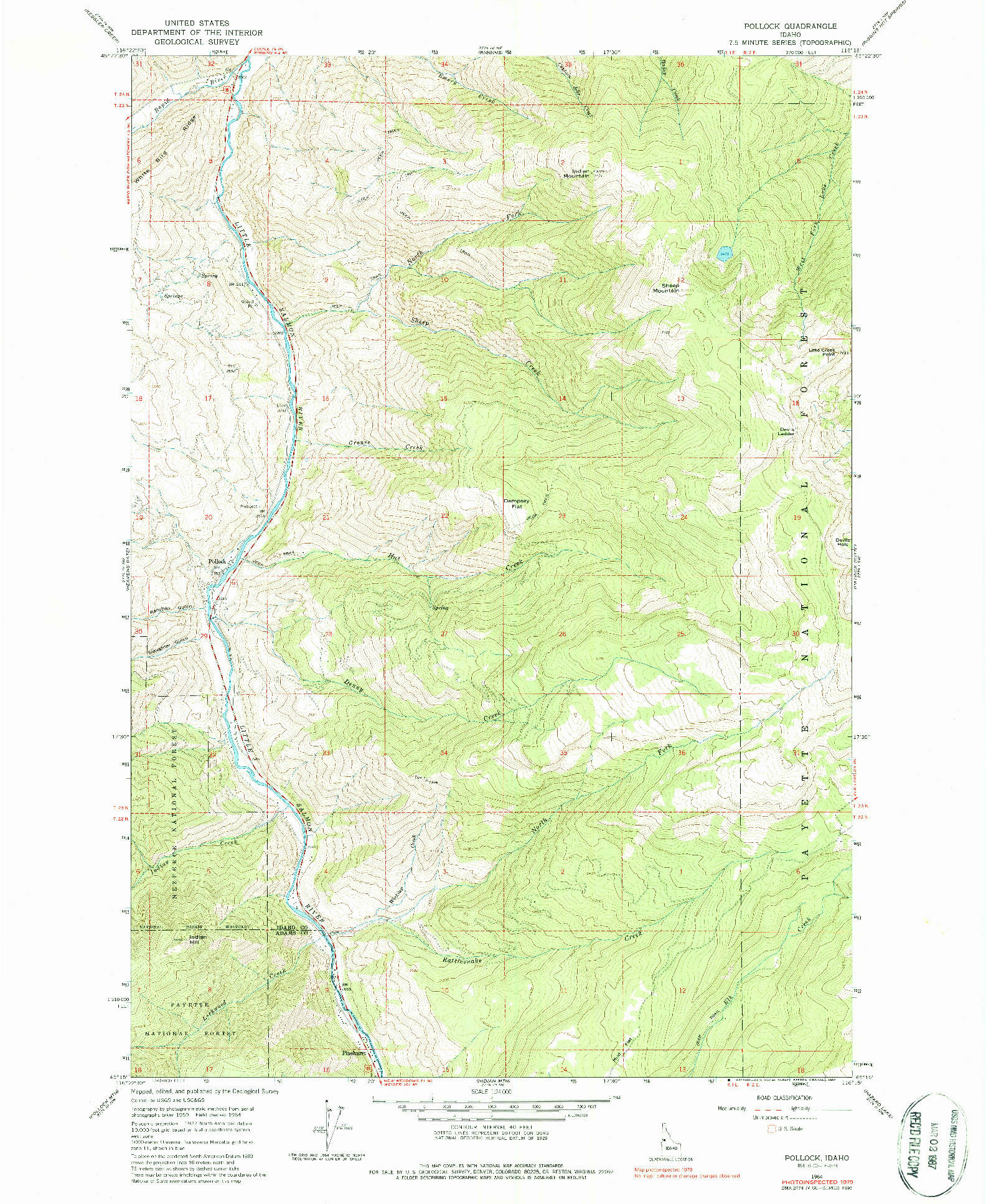 USGS 1:24000-SCALE QUADRANGLE FOR POLLOCK, ID 1964