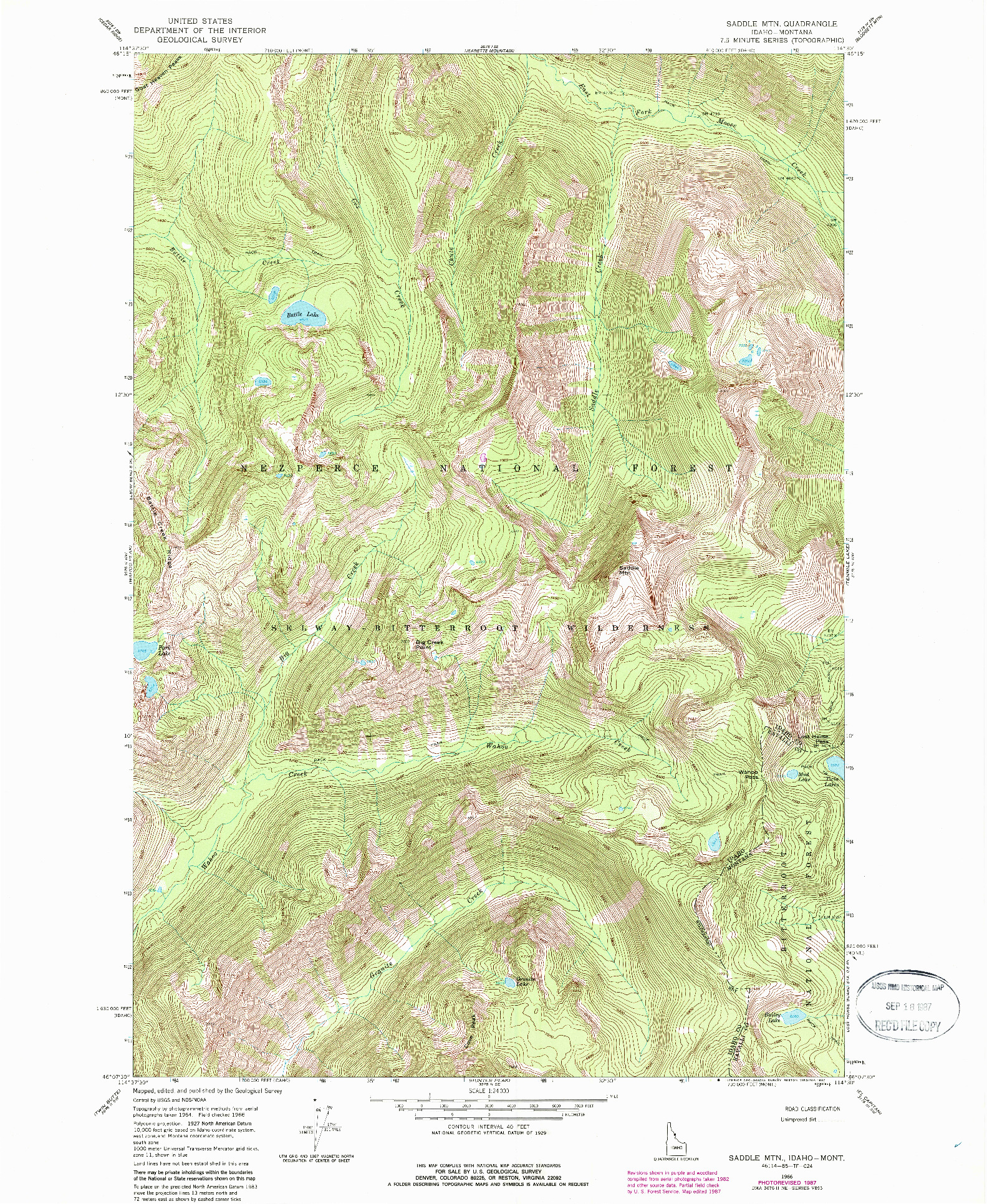 USGS 1:24000-SCALE QUADRANGLE FOR SADDLE MOUNTAIN, ID 1966