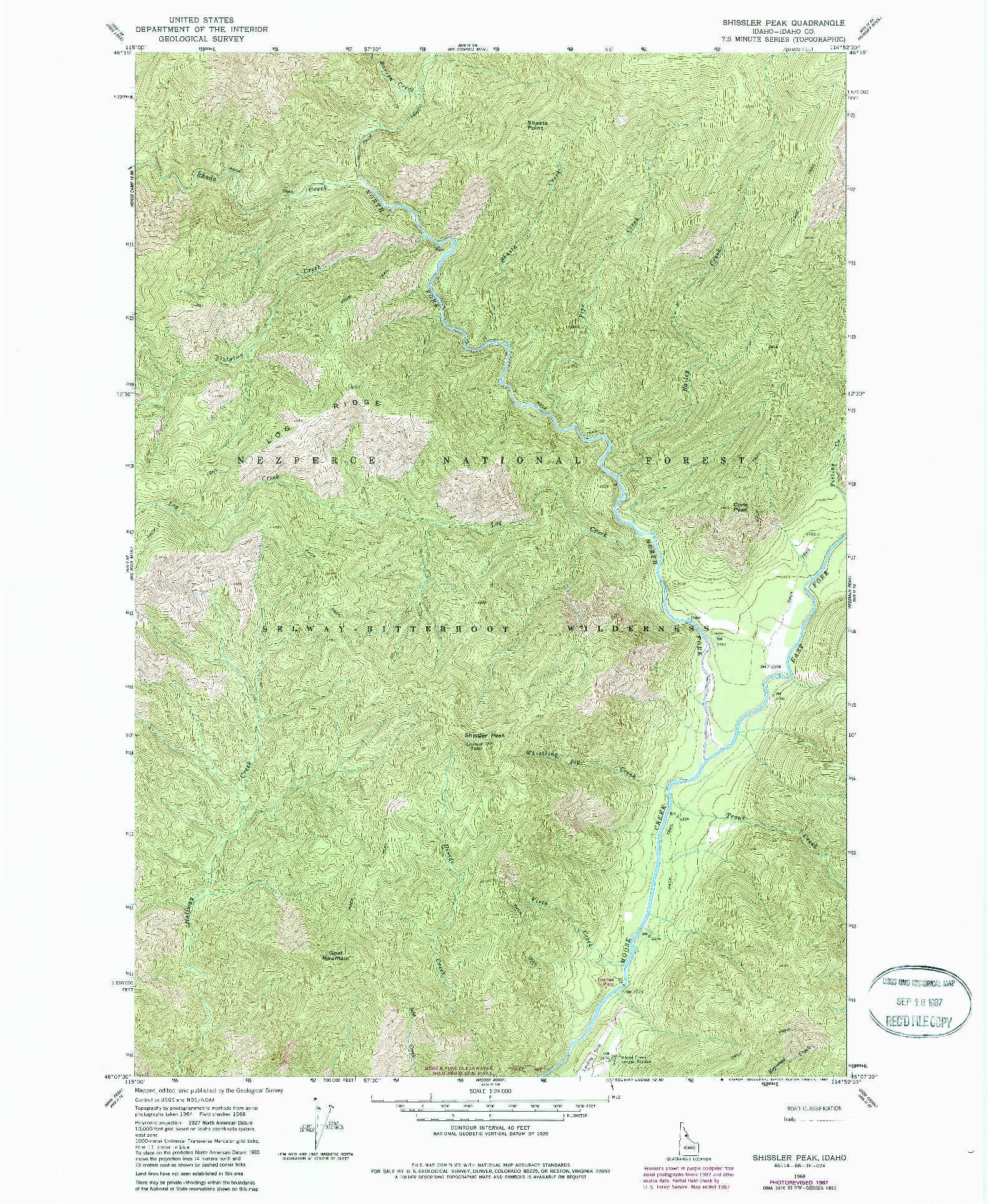 USGS 1:24000-SCALE QUADRANGLE FOR SHISSLER PEAK, ID 1966