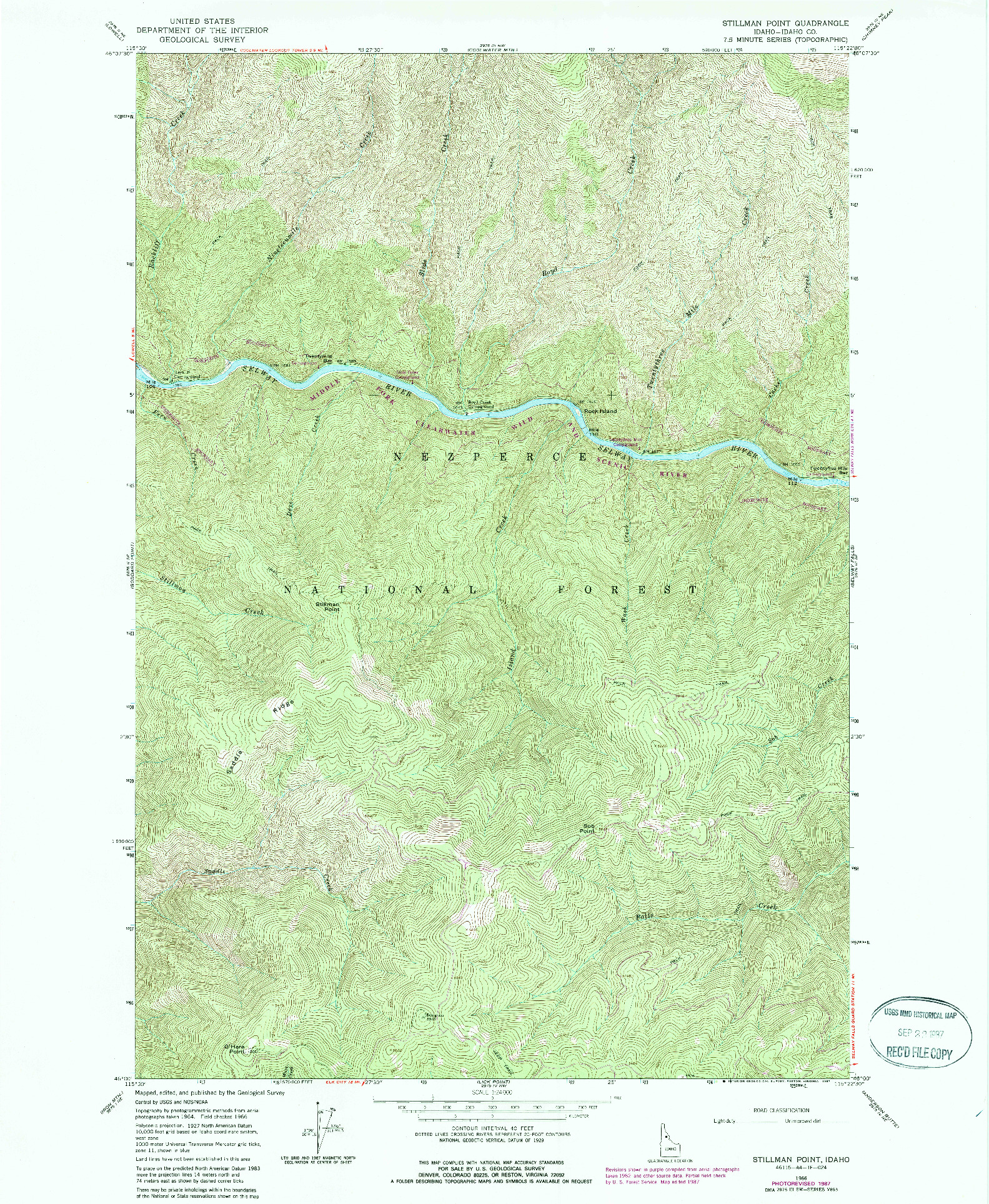 USGS 1:24000-SCALE QUADRANGLE FOR STILLMAN POINT, ID 1966