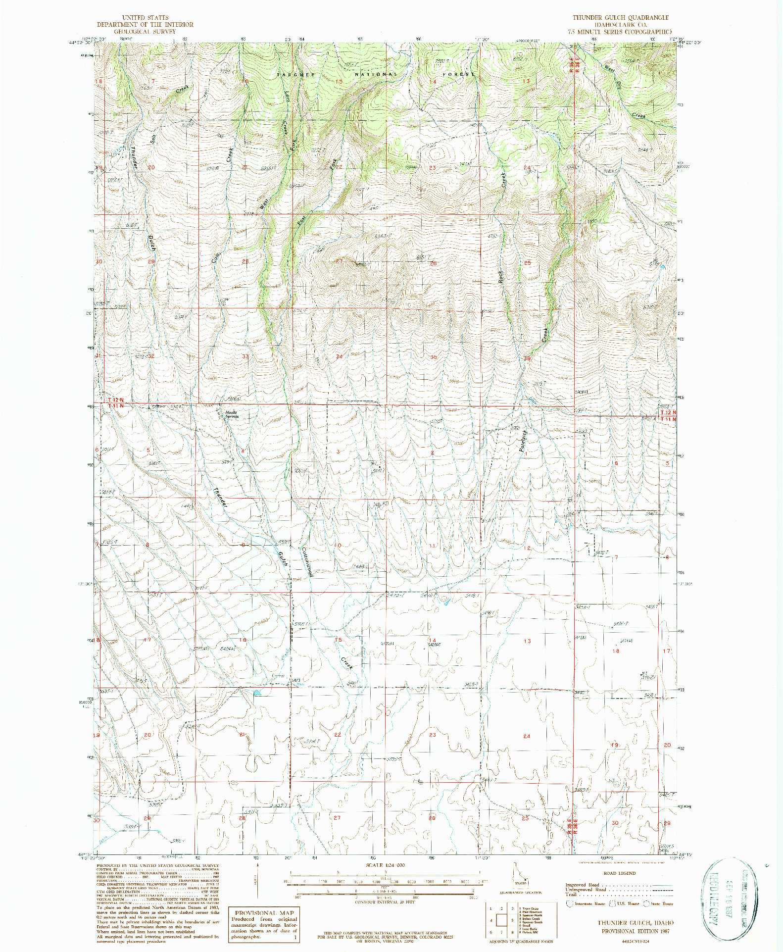 USGS 1:24000-SCALE QUADRANGLE FOR THUNDER GULCH, ID 1987