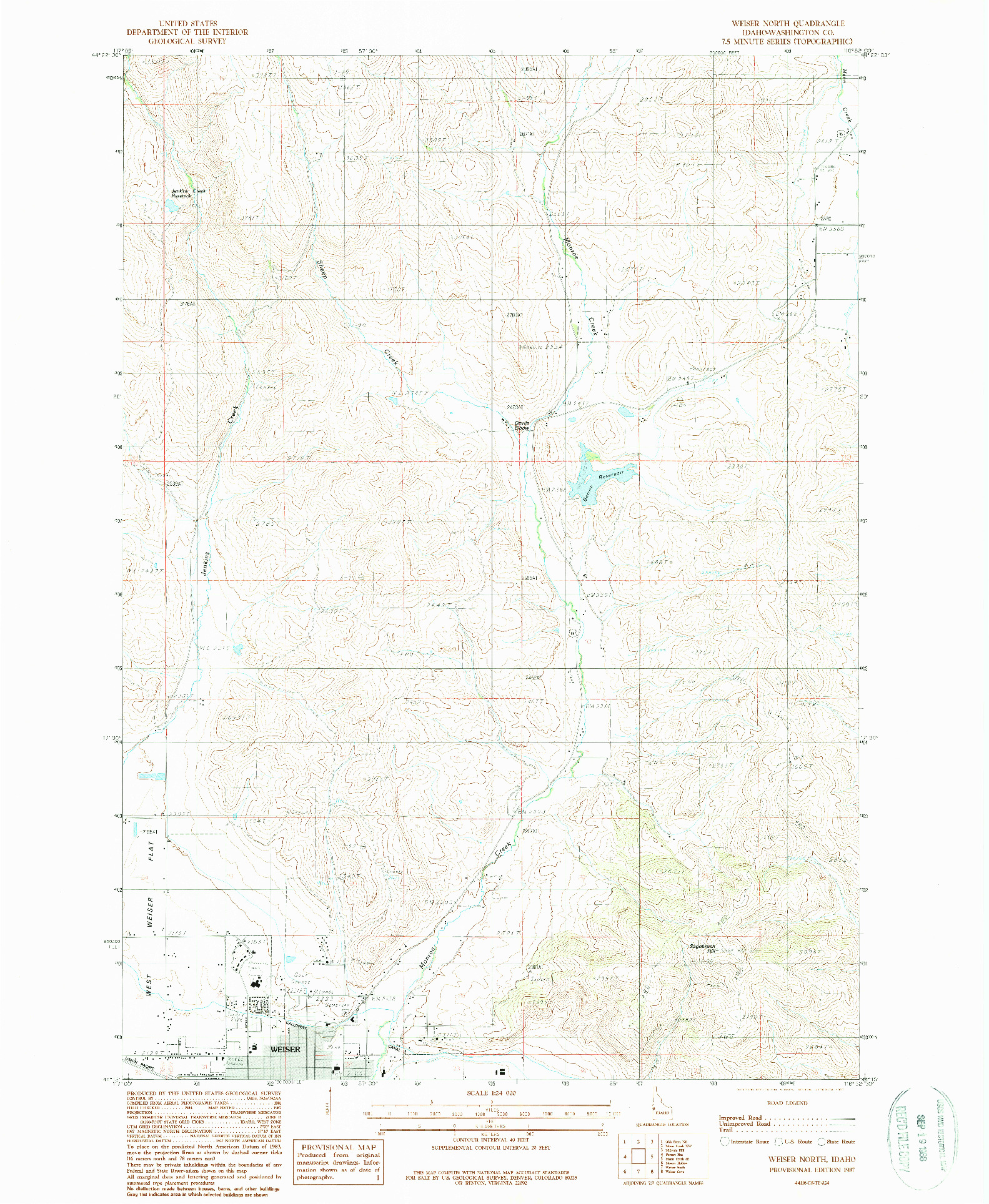 USGS 1:24000-SCALE QUADRANGLE FOR WEISER NORTH, ID 1987