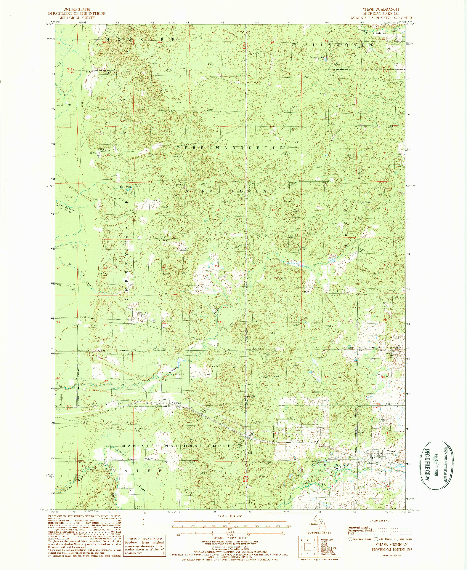 USGS 1:24000-SCALE QUADRANGLE FOR CHASE, MI 1987