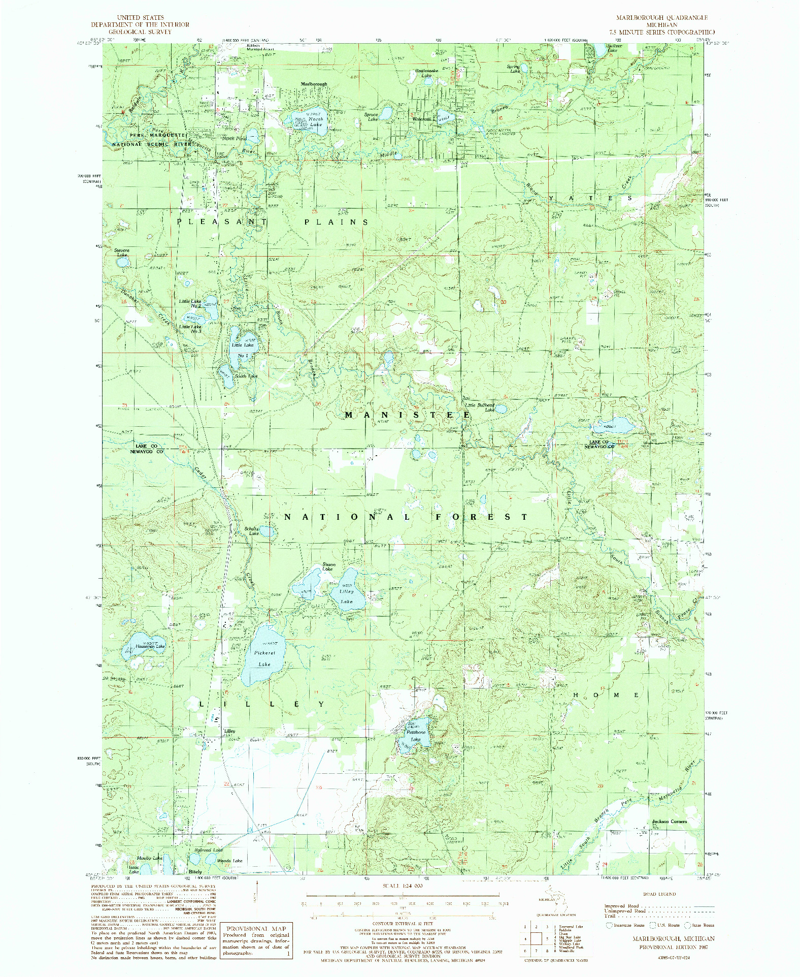 USGS 1:24000-SCALE QUADRANGLE FOR MARLBOROUGH, MI 1987