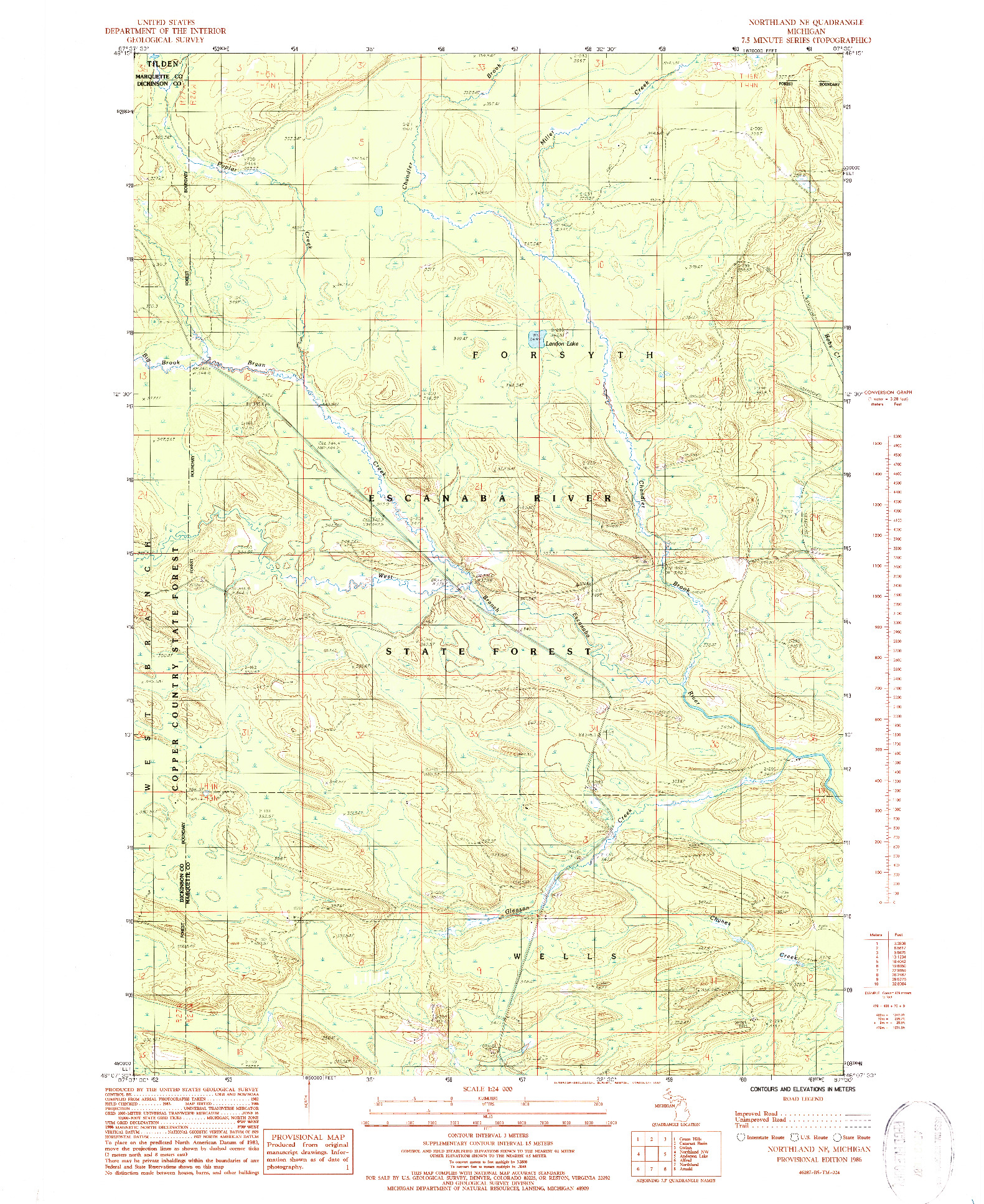 USGS 1:24000-SCALE QUADRANGLE FOR NORTHLAND NE, MI 1986