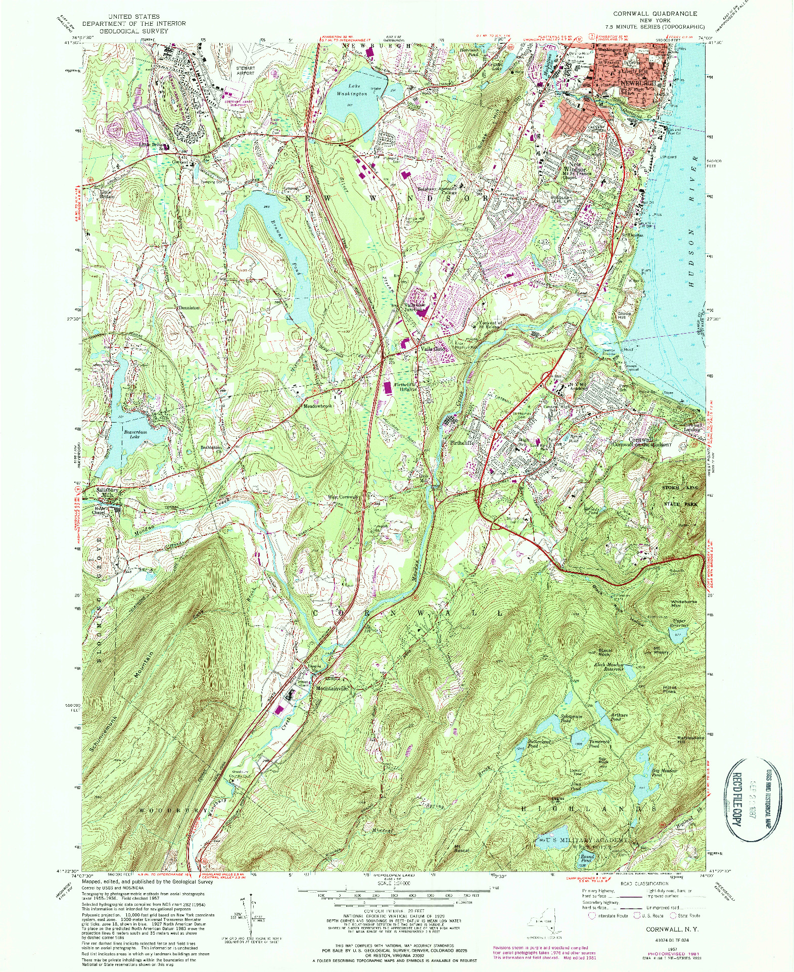 USGS 1:24000-SCALE QUADRANGLE FOR CORNWALL, NY 1957