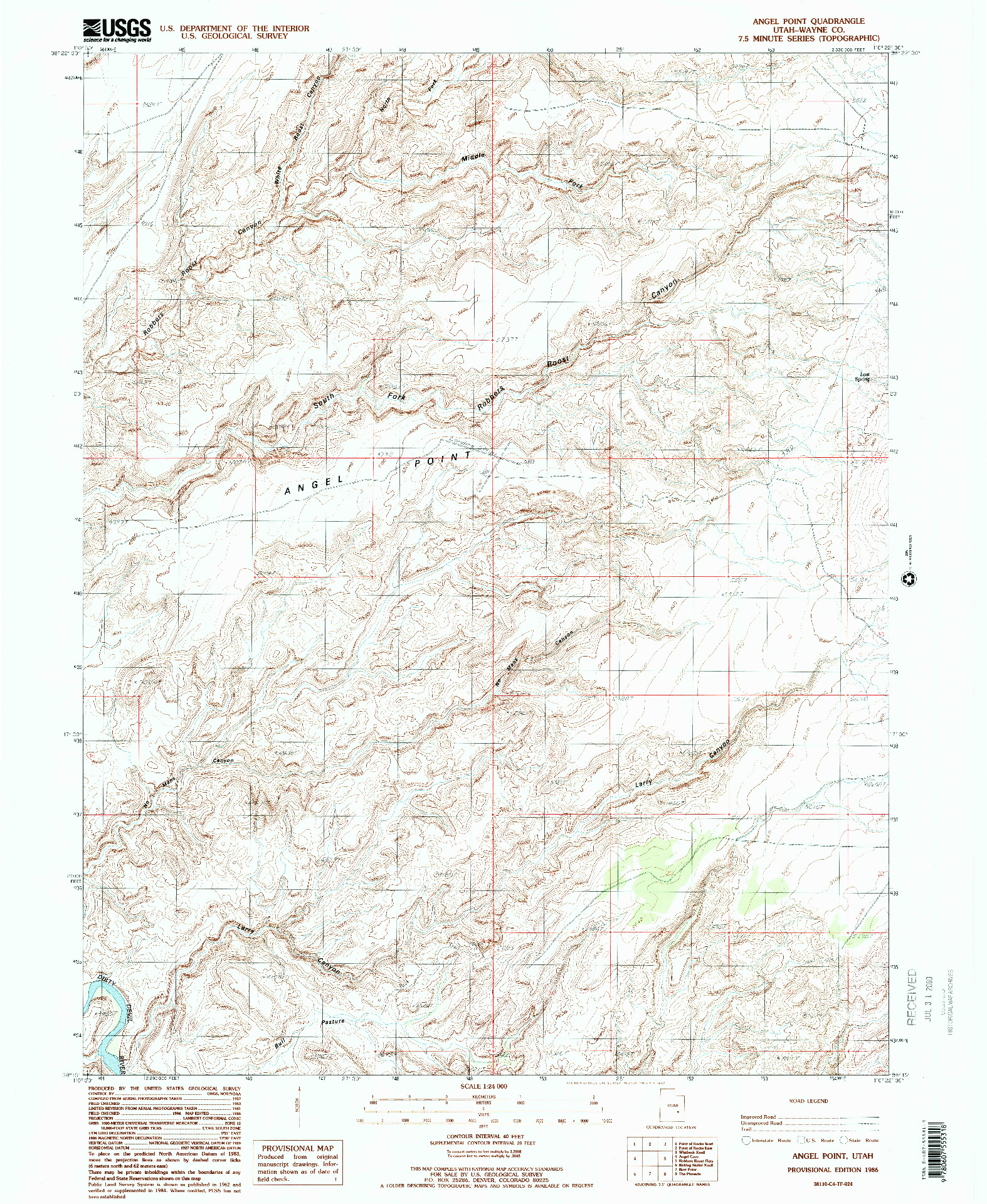 USGS 1:24000-SCALE QUADRANGLE FOR ANGEL POINT, UT 1986