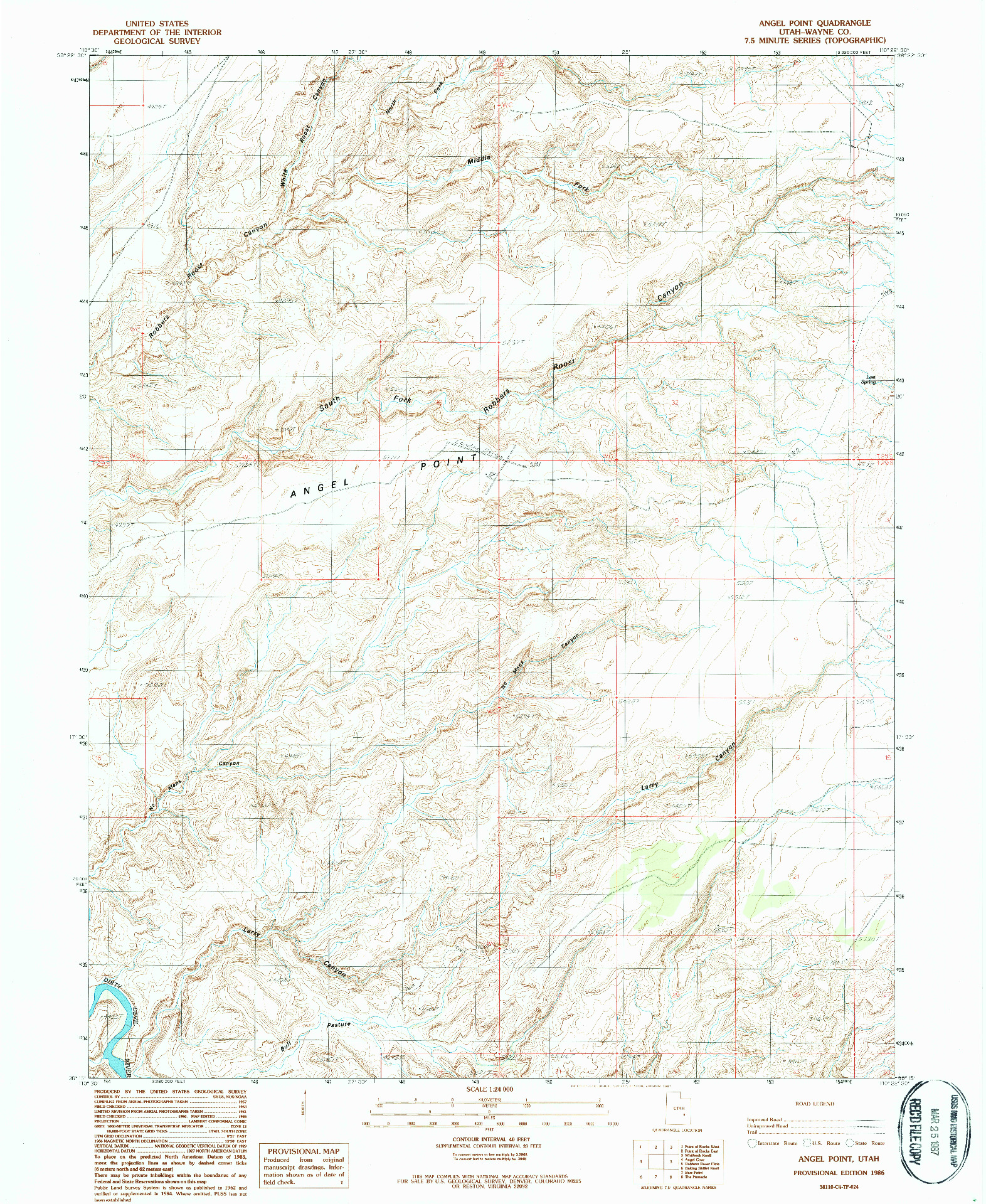 USGS 1:24000-SCALE QUADRANGLE FOR ANGEL POINT, UT 1986