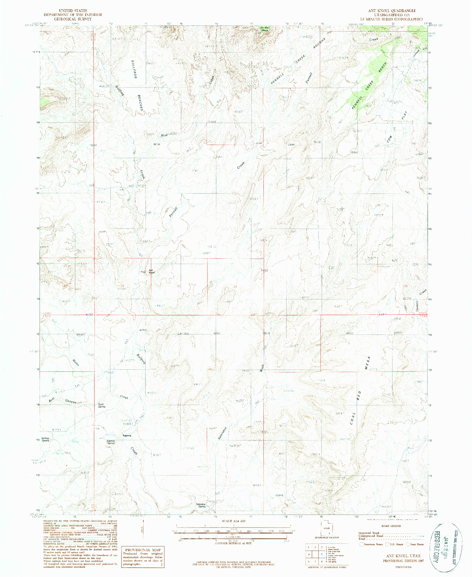 USGS 1:24000-SCALE QUADRANGLE FOR ANT KNOLL, UT 1987