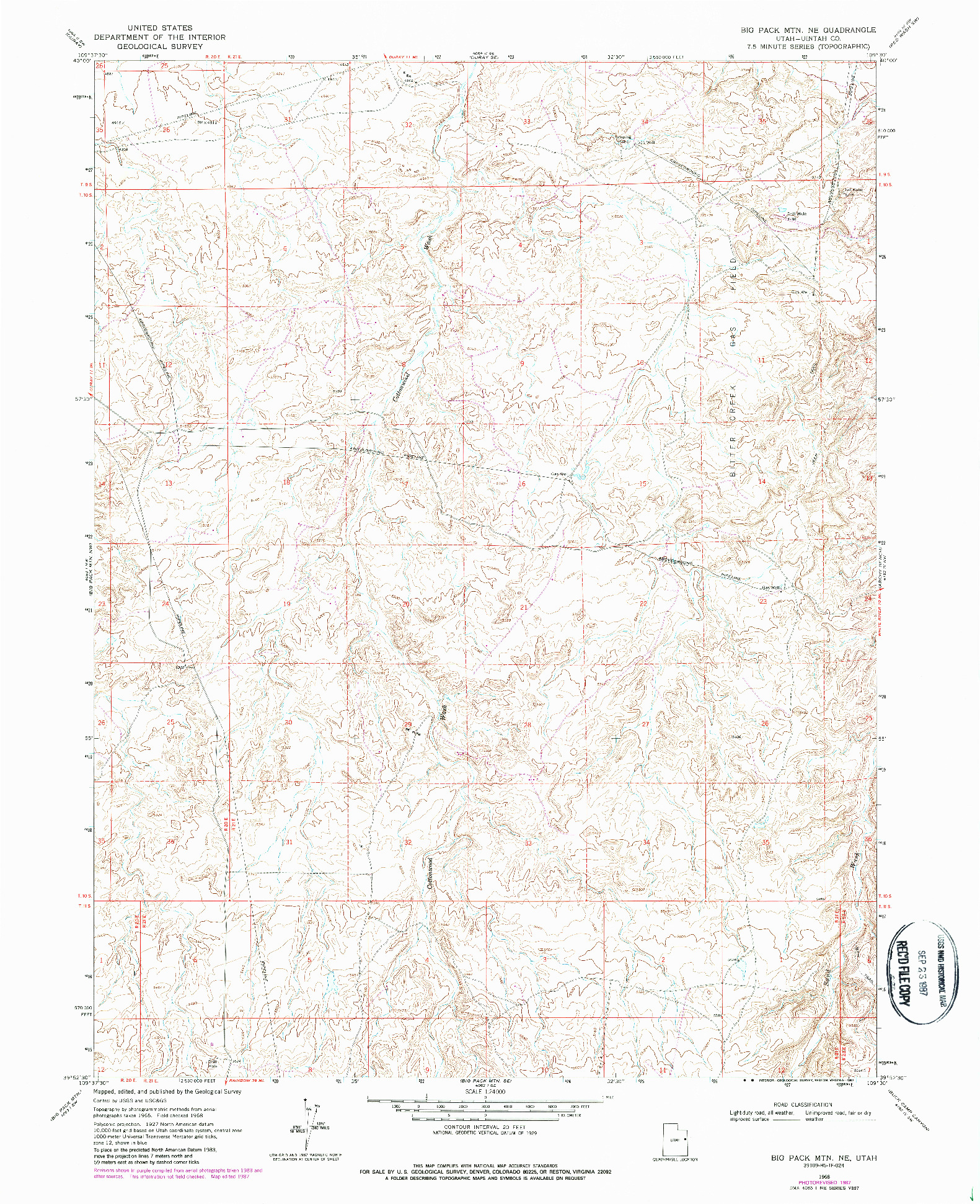 USGS 1:24000-SCALE QUADRANGLE FOR BIG PACK MTN. NE, UT 1968