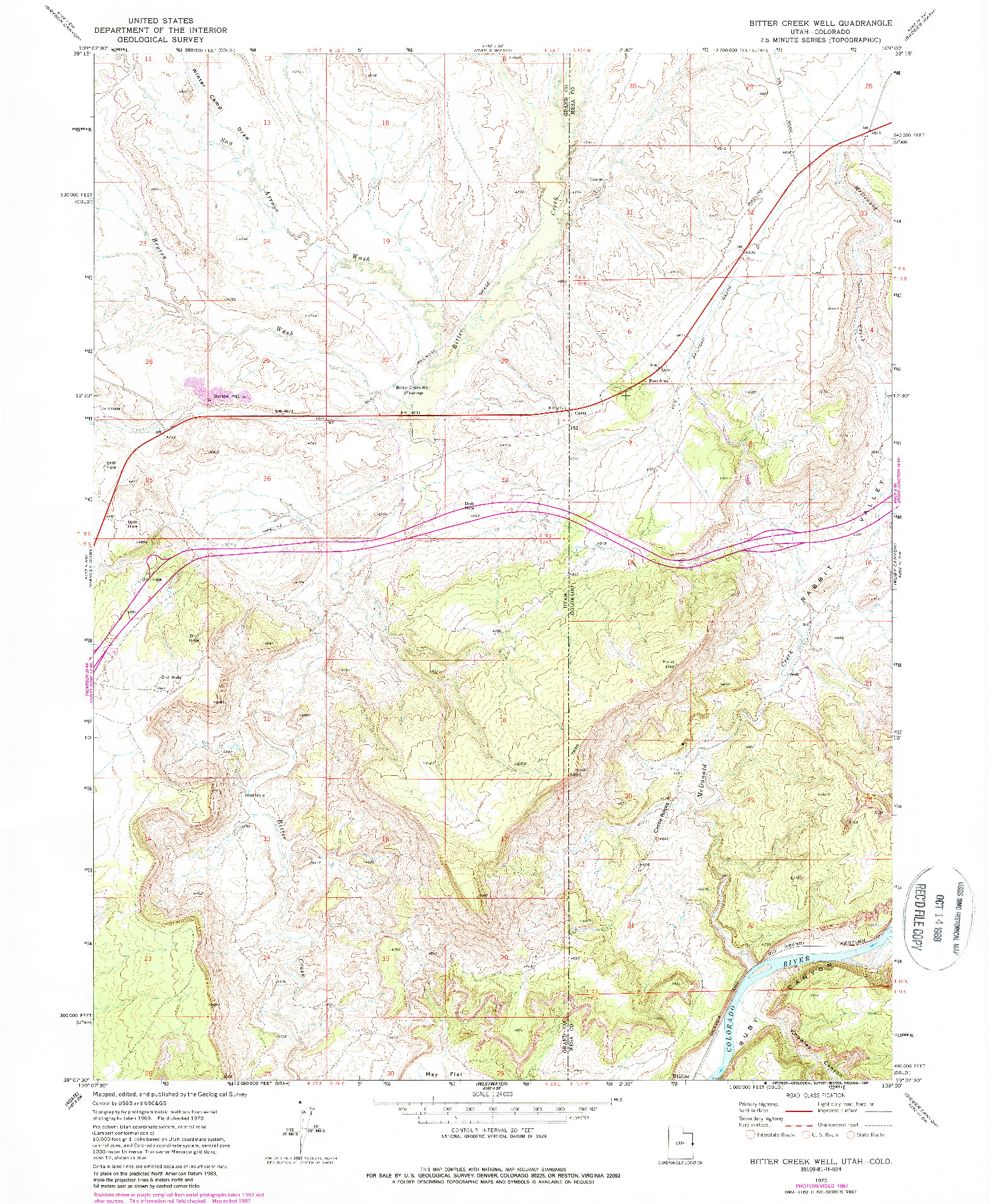 USGS 1:24000-SCALE QUADRANGLE FOR BITTER CREEK WELL, UT 1970