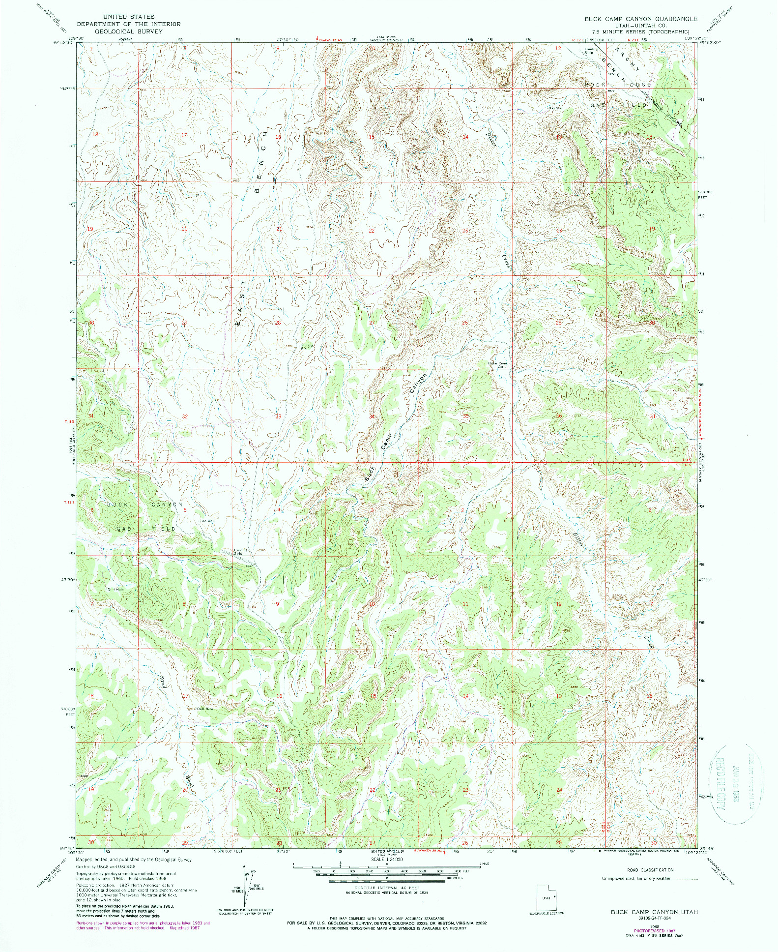USGS 1:24000-SCALE QUADRANGLE FOR BUCK CAMP CANYON, UT 1968