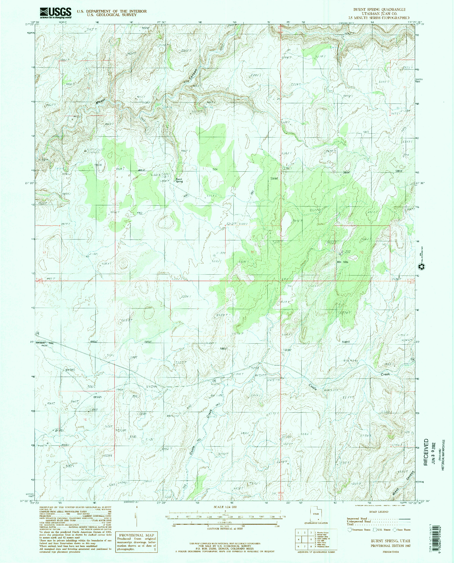 USGS 1:24000-SCALE QUADRANGLE FOR BURNT SPRING, UT 1987