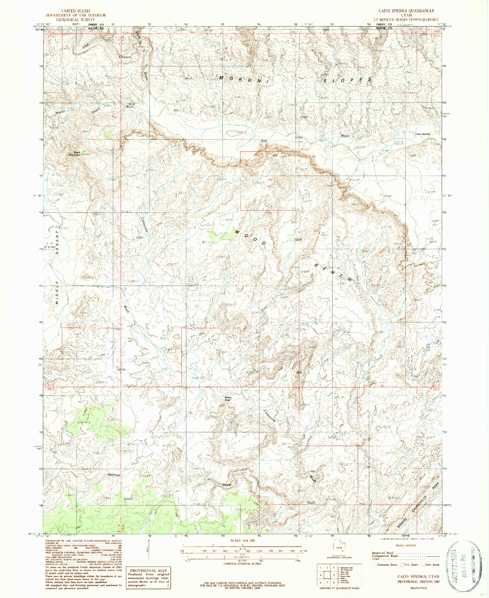 USGS 1:24000-SCALE QUADRANGLE FOR CAINE SPRINGS, UT 1987